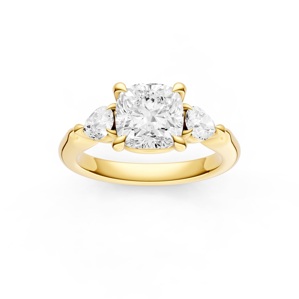 3 Stone Pear Engagement Ring (Cushion)