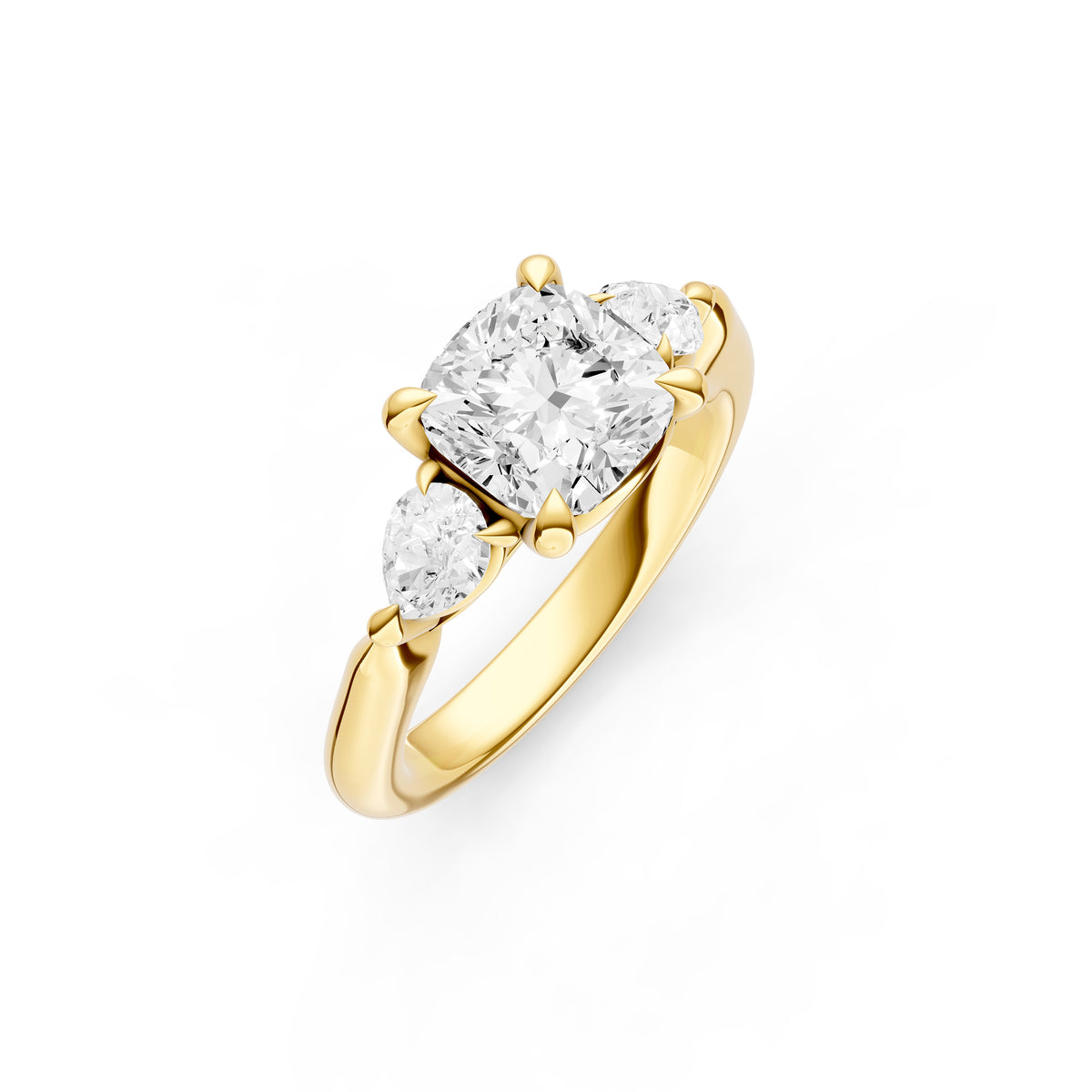 3 Stone Pear Engagement Ring (Cushion)