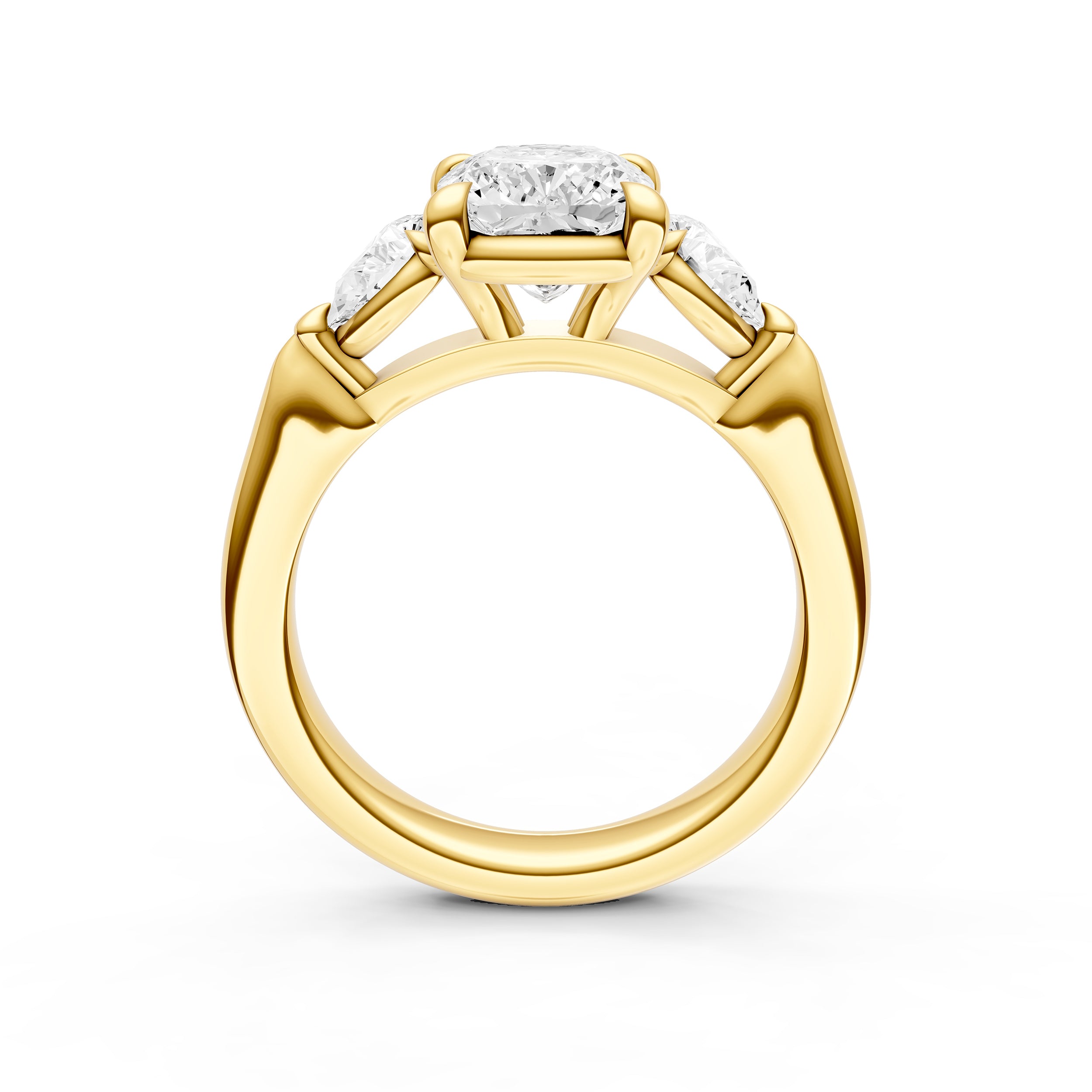 3 Stone Pear Engagement Ring (Cushion)