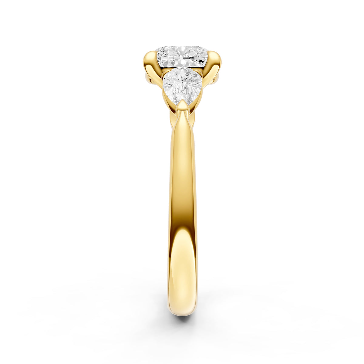 3 Stone Pear Engagement Ring (Cushion)