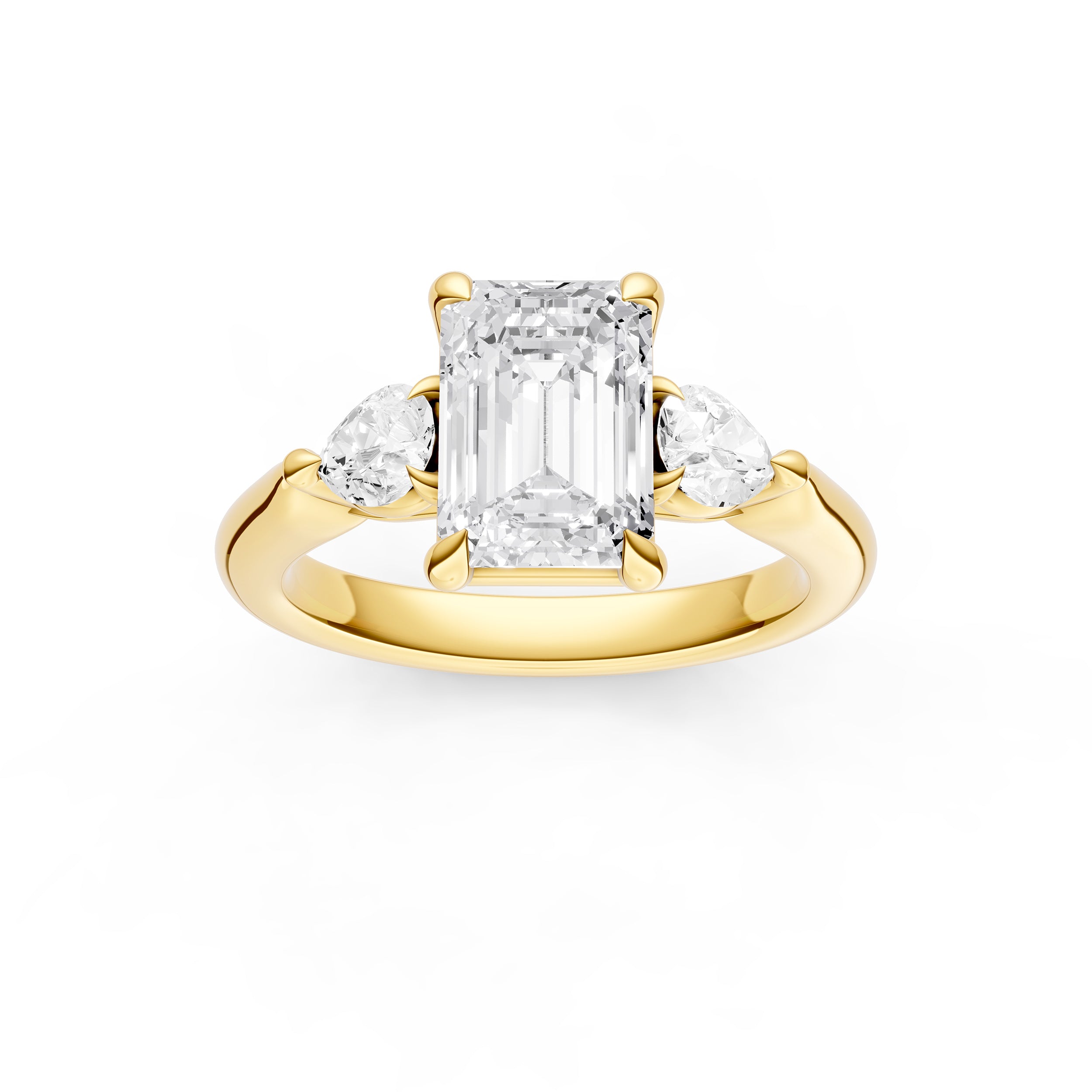 3 Stone Pear Engagement Ring (Emerald Cut)