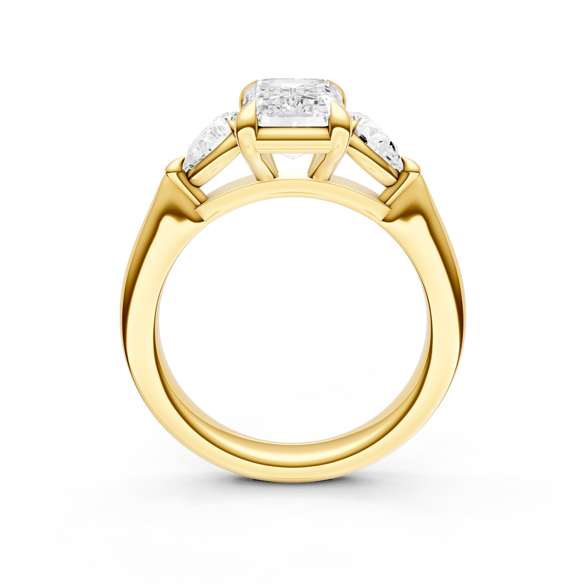 3 Stone Pear Engagement Ring (Emerald Cut)