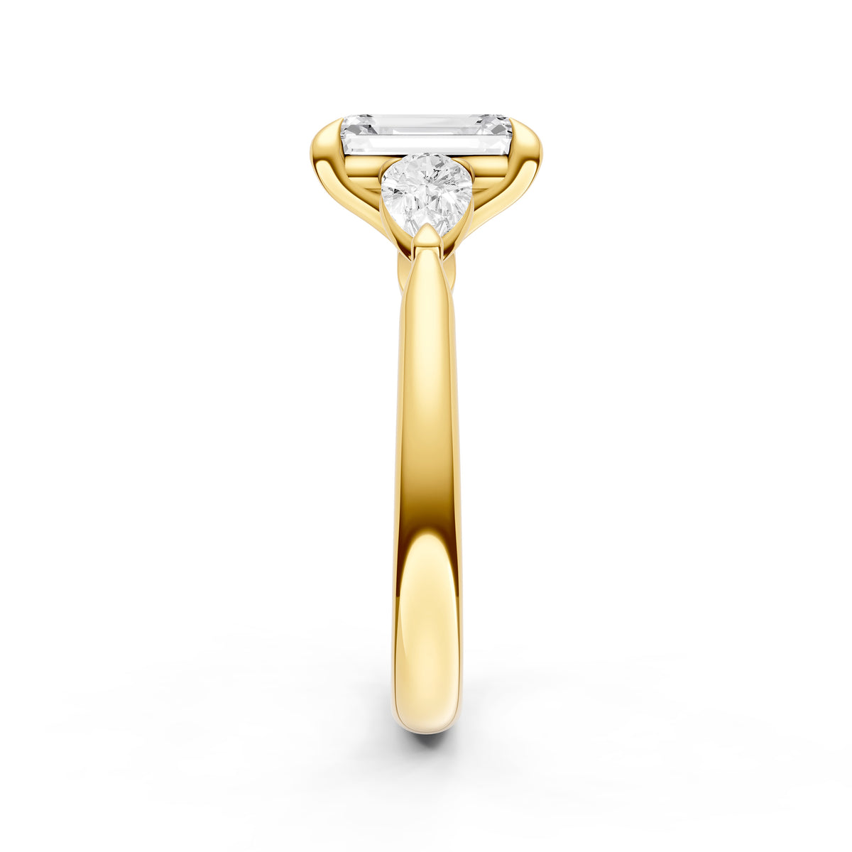 3 Stone Pear Engagement Ring (Emerald Cut)