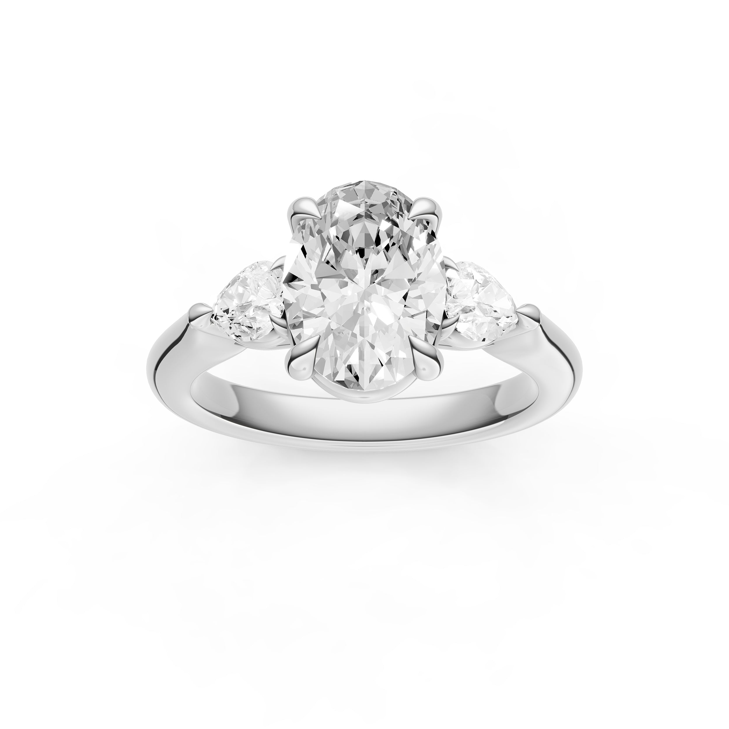 3 Stone Pear Engagement Ring (Oval)