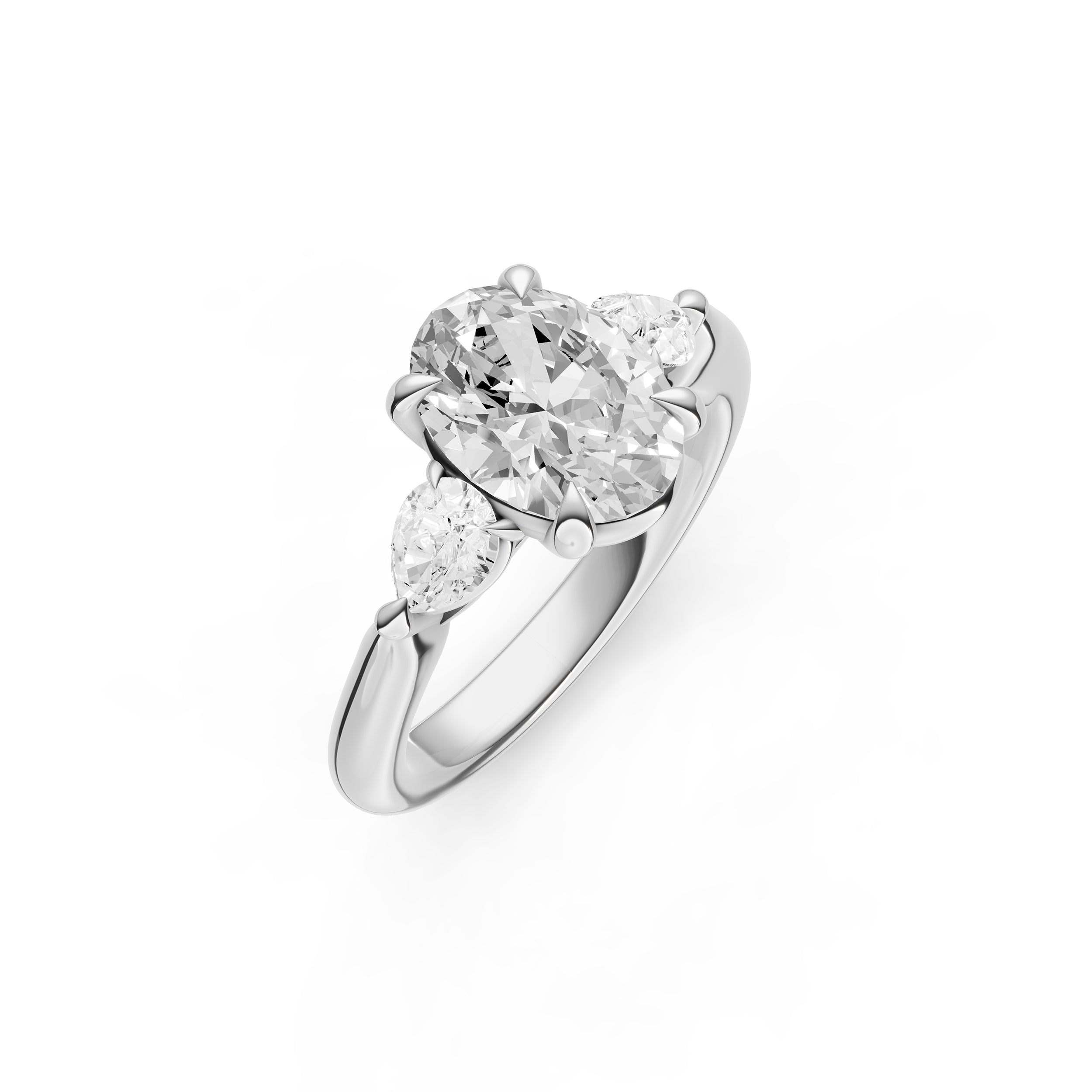 3 Stone Pear Engagement Ring (Oval)