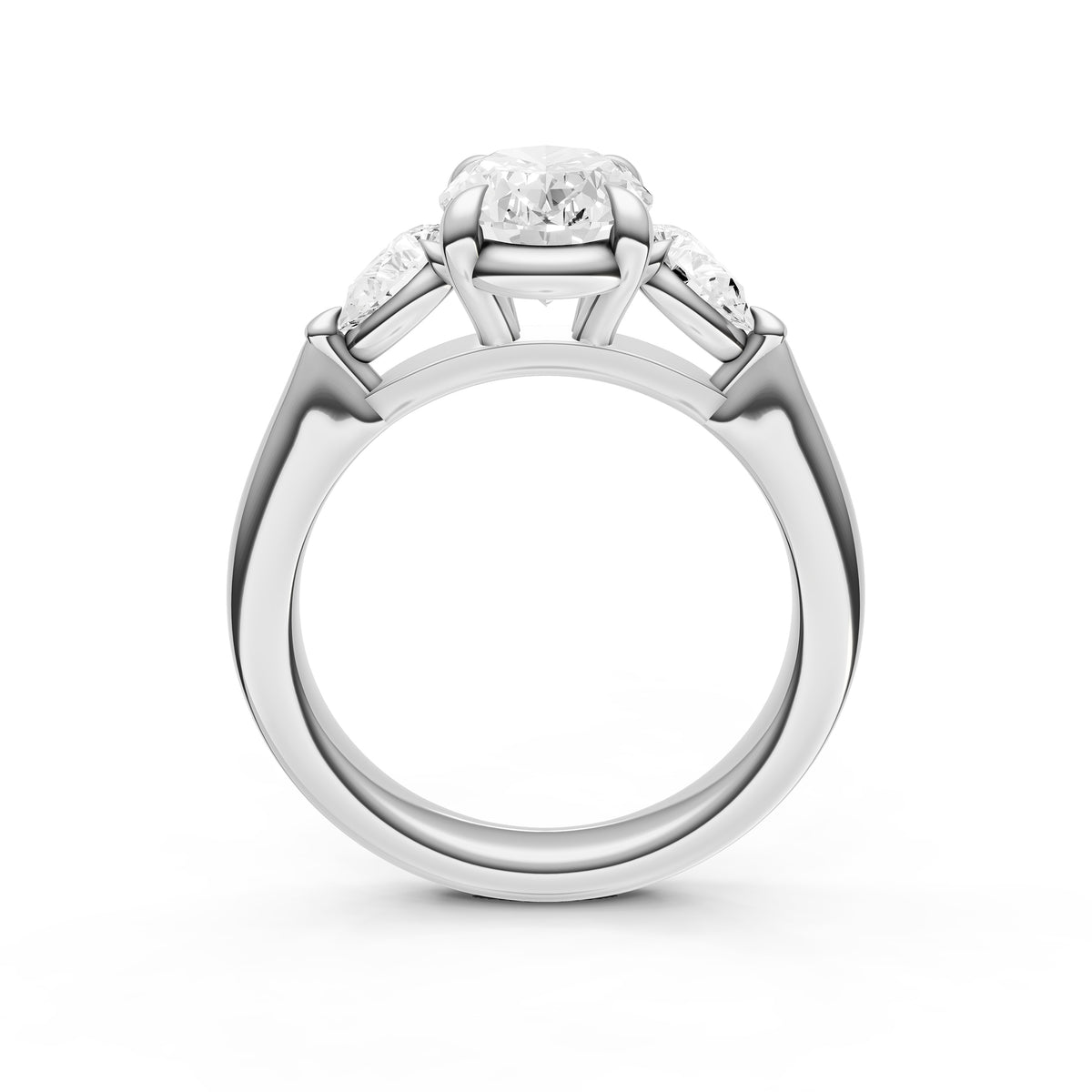 3 Stone Pear Engagement Ring (Oval)