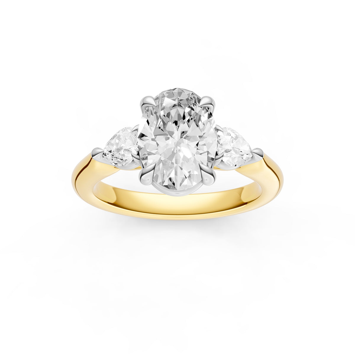 3 Stone Pear Engagement Ring (Oval)
