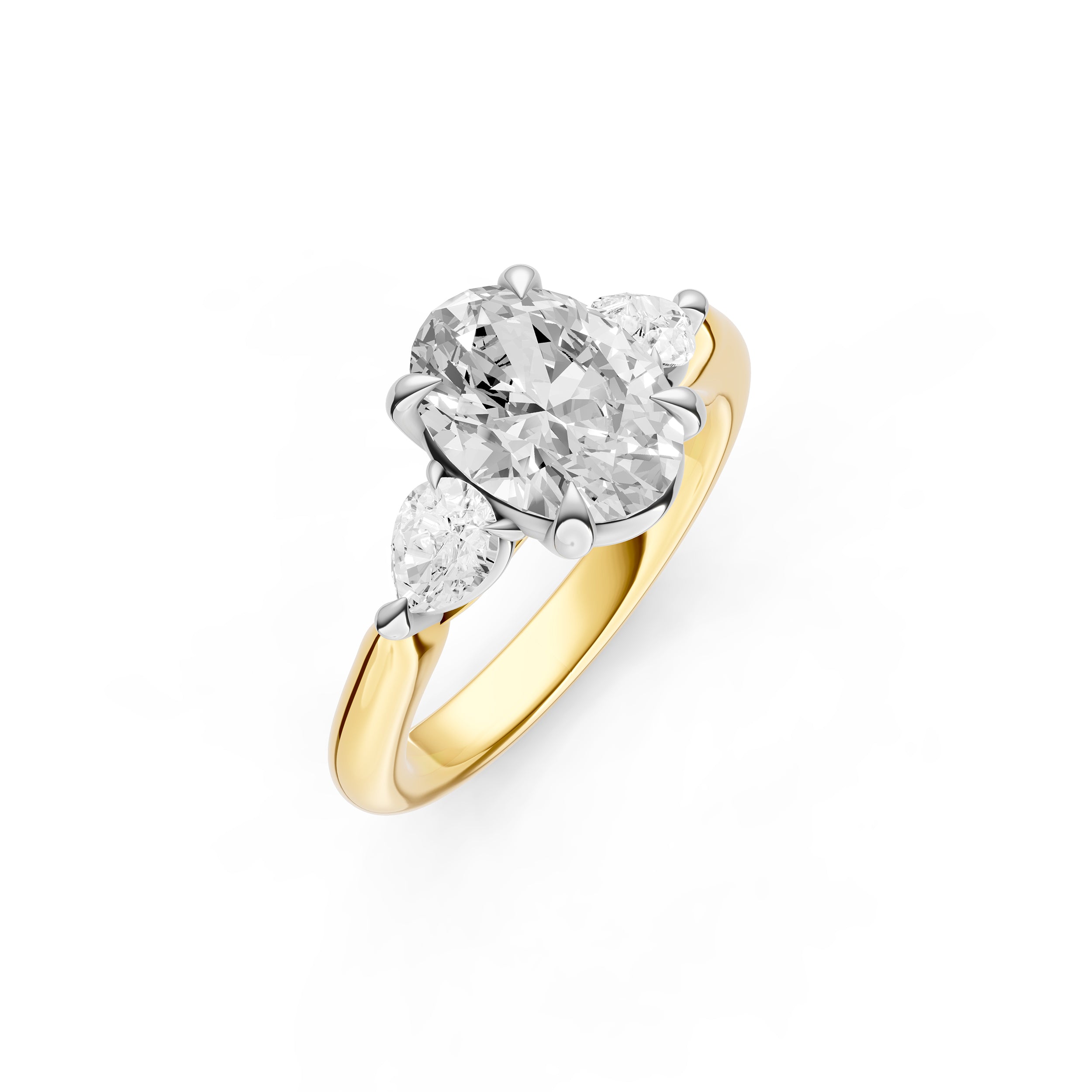 3 Stone Pear Engagement Ring (Oval)