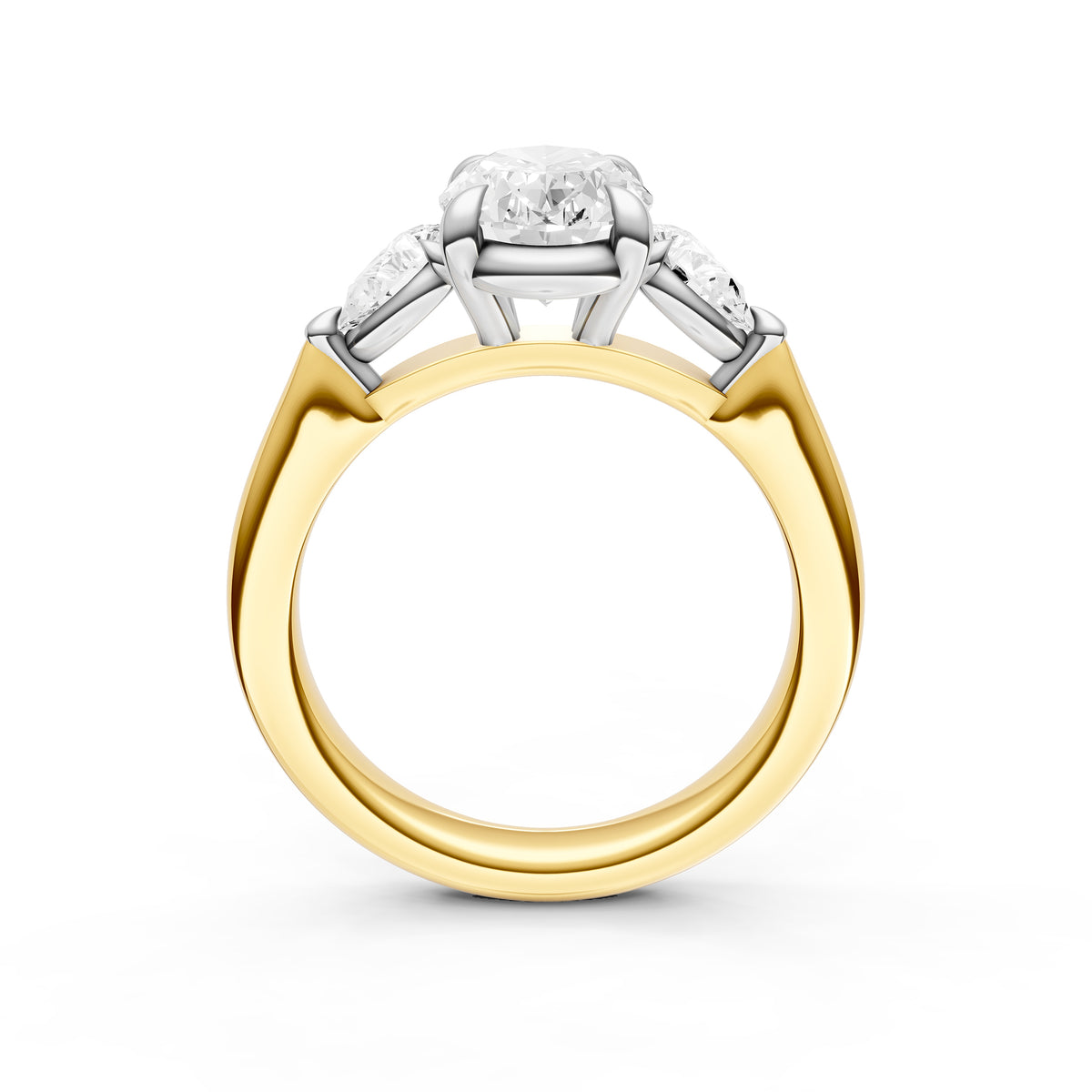 3 Stone Pear Engagement Ring (Oval)