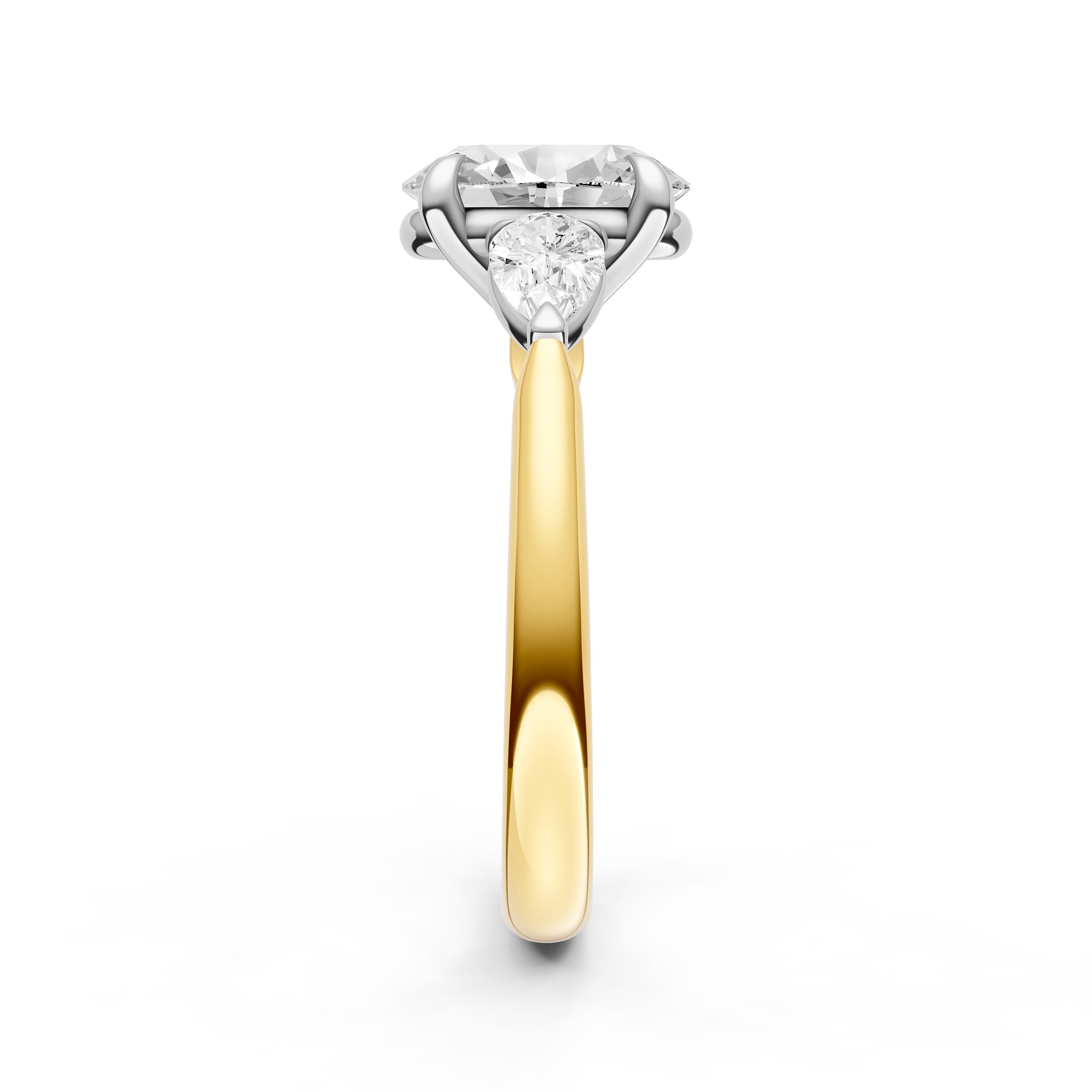 3 Stone Pear Engagement Ring (Oval)