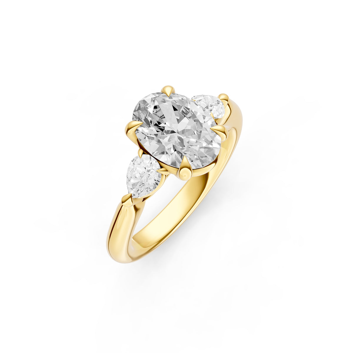 3 Stone Pear Engagement Ring (Oval)