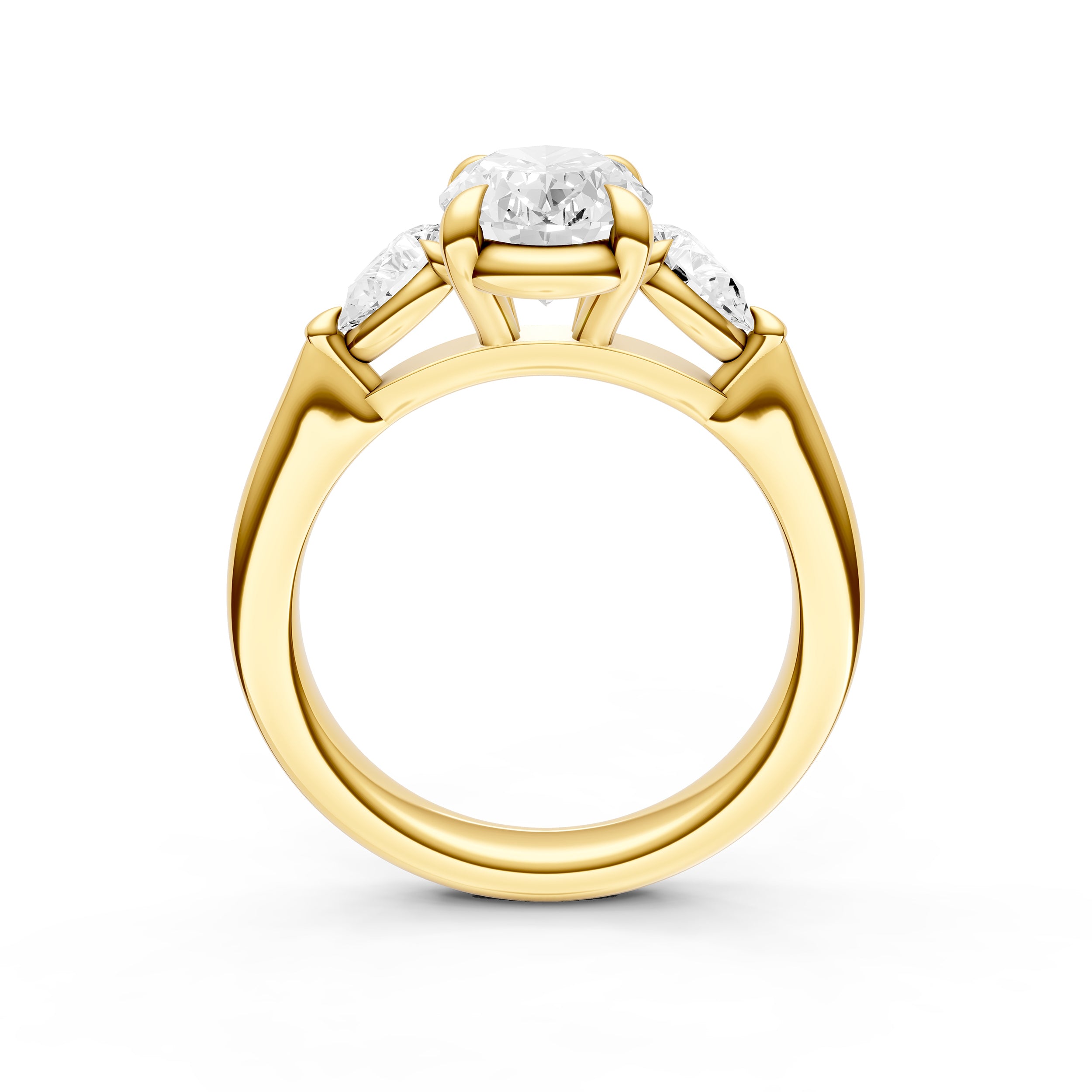 3 Stone Pear Engagement Ring (Oval)