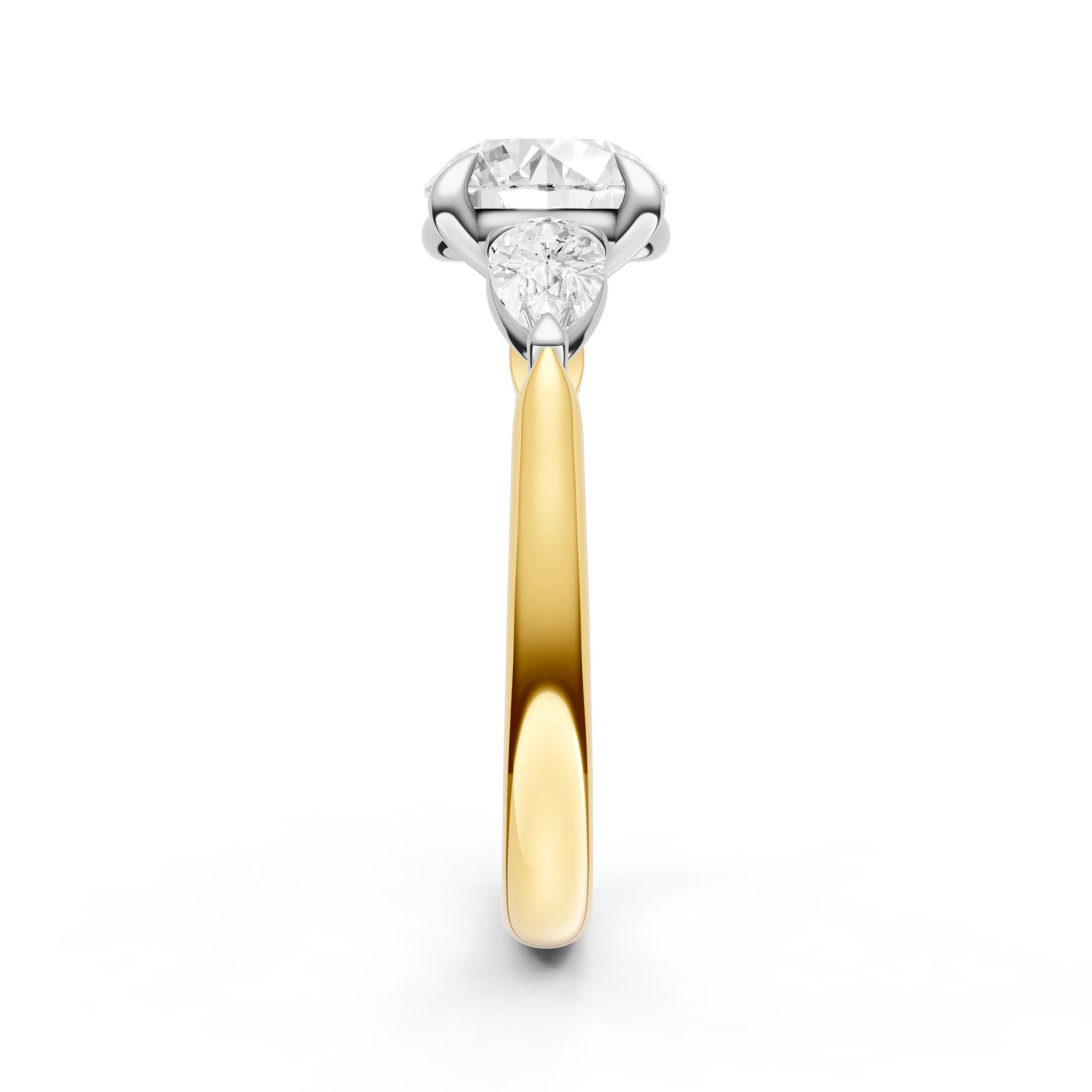 3 Stone Pear Engagement Ring (Round)