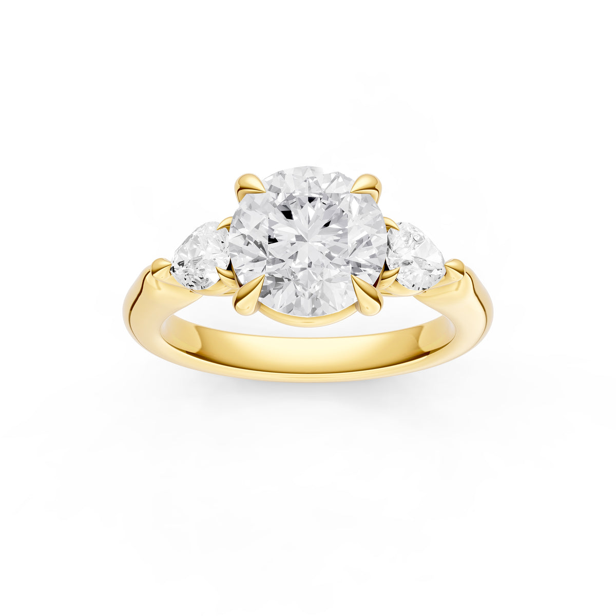 3 Stone Pear Engagement Ring (Round)