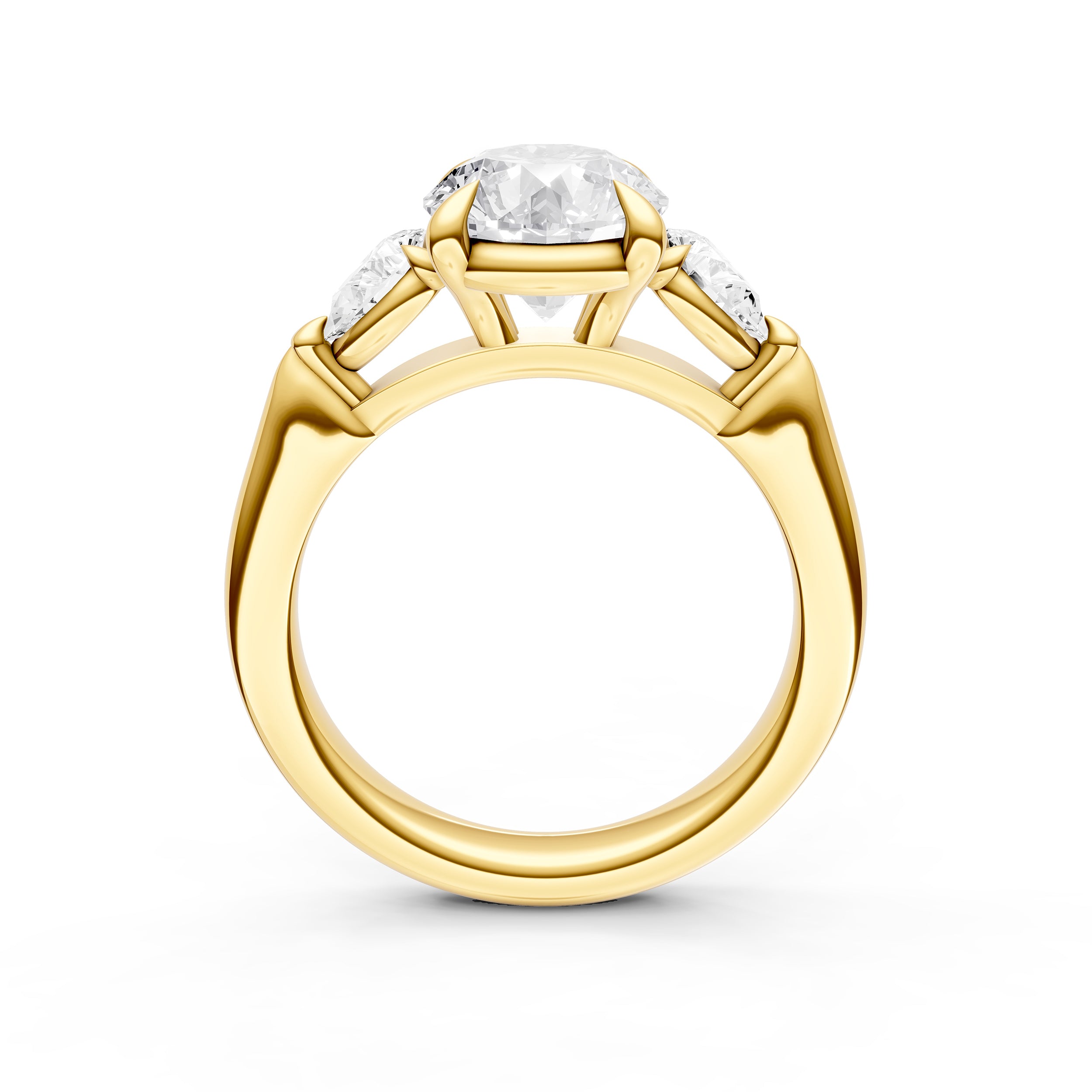 3 Stone Pear Engagement Ring (Round)