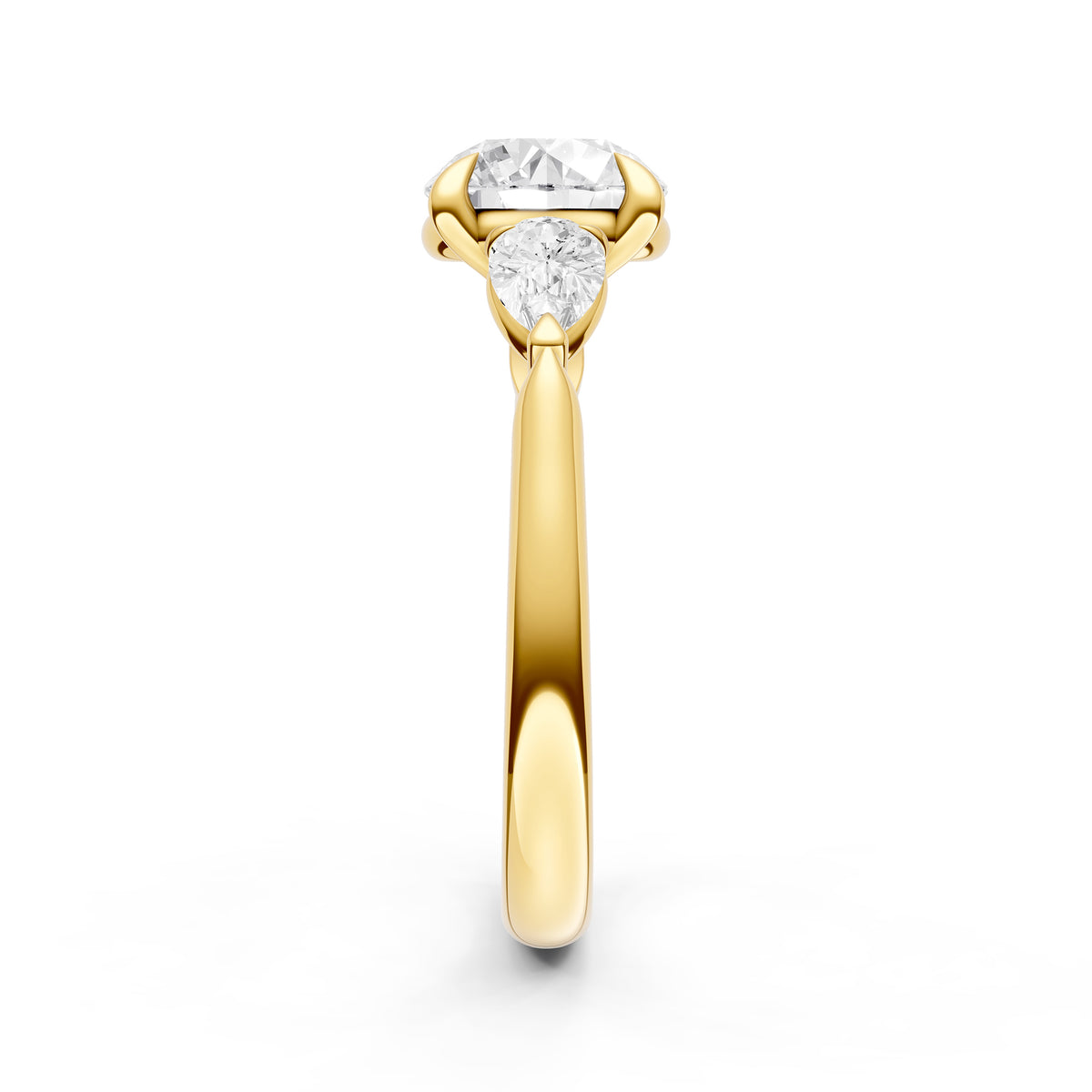 3 Stone Pear Engagement Ring (Round)