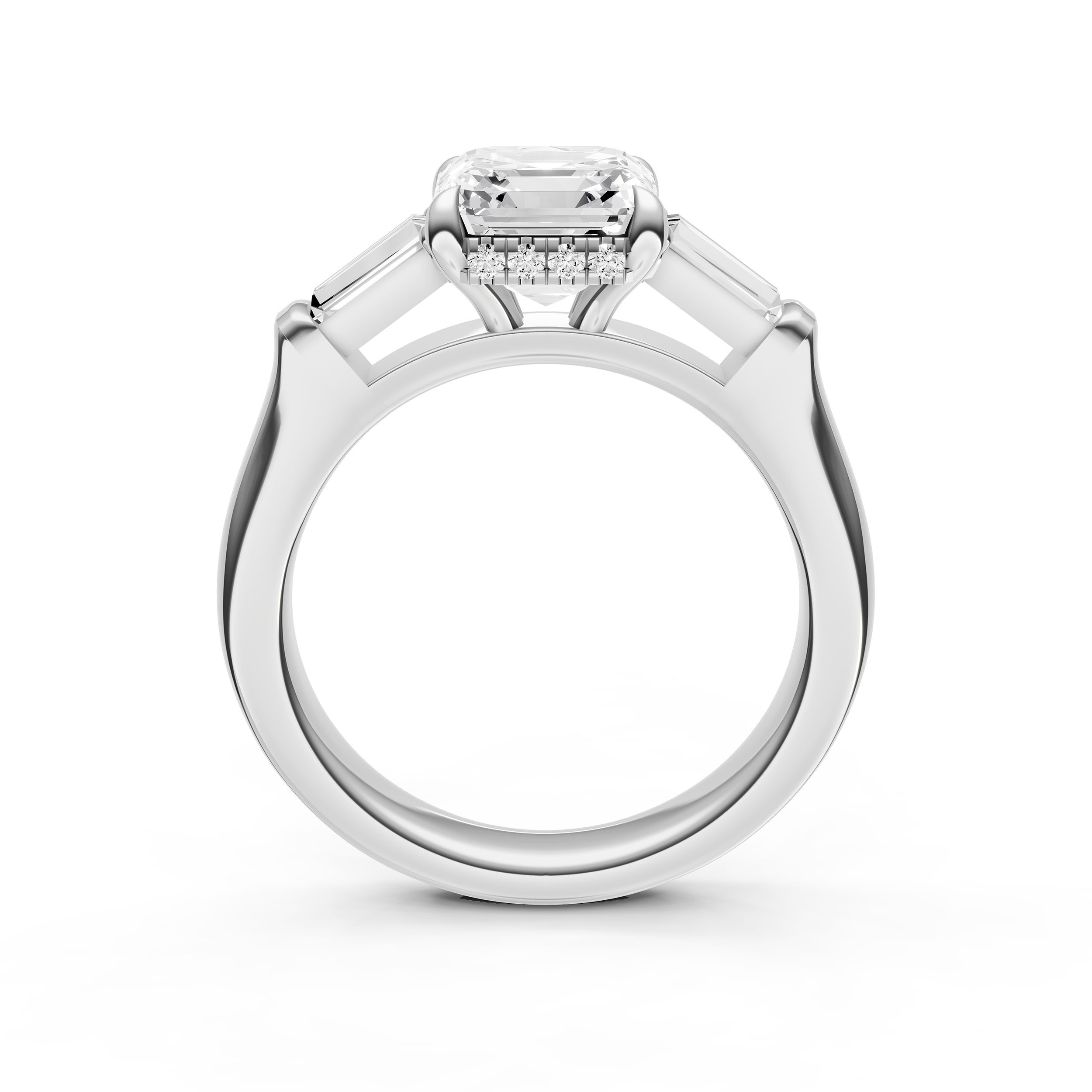 Baguette Hidden Halo Engagement Ring (Asscher)