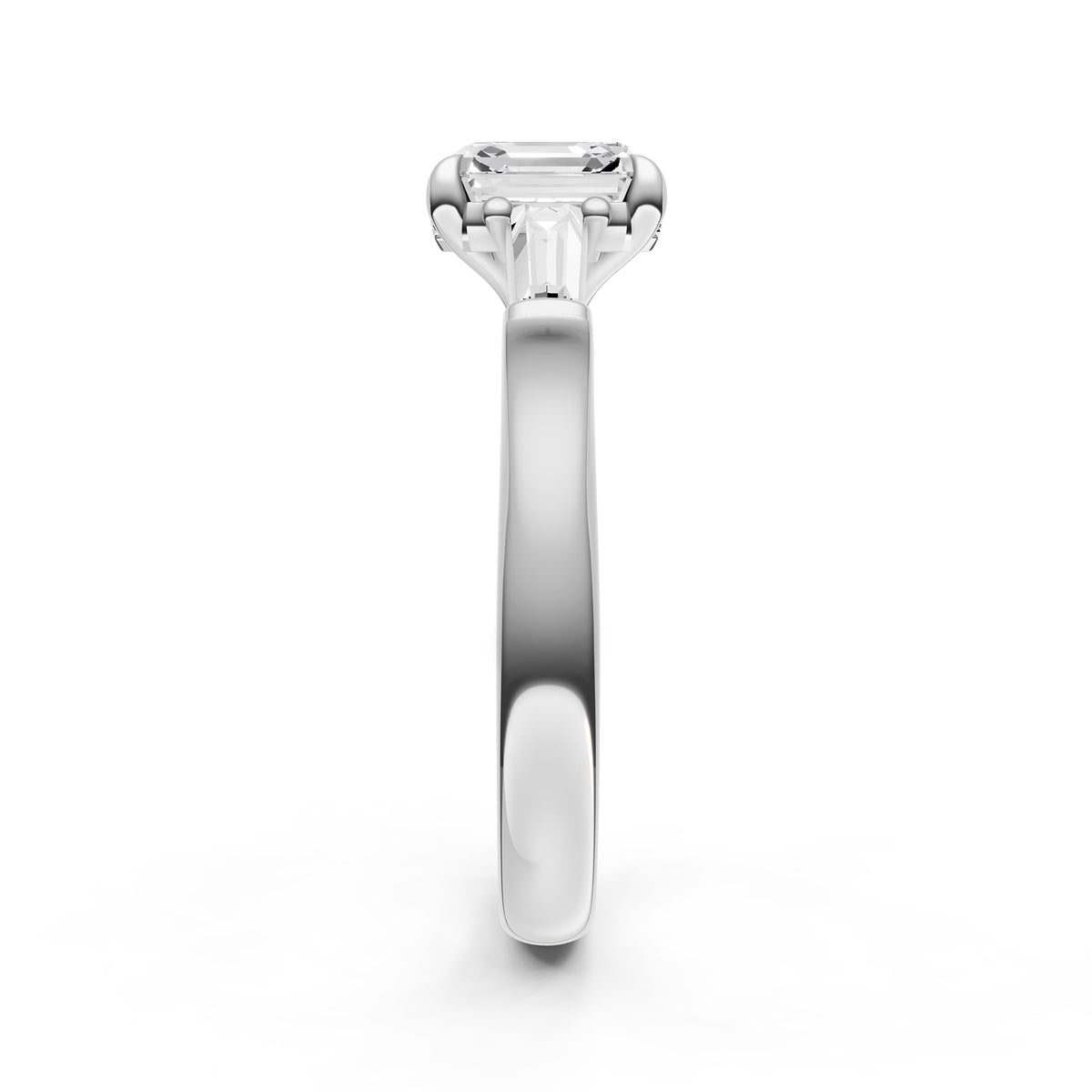 Baguette Hidden Halo Engagement Ring (Asscher)