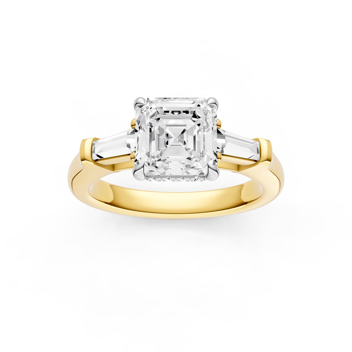 Baguette Hidden Halo Engagement Ring (Asscher)