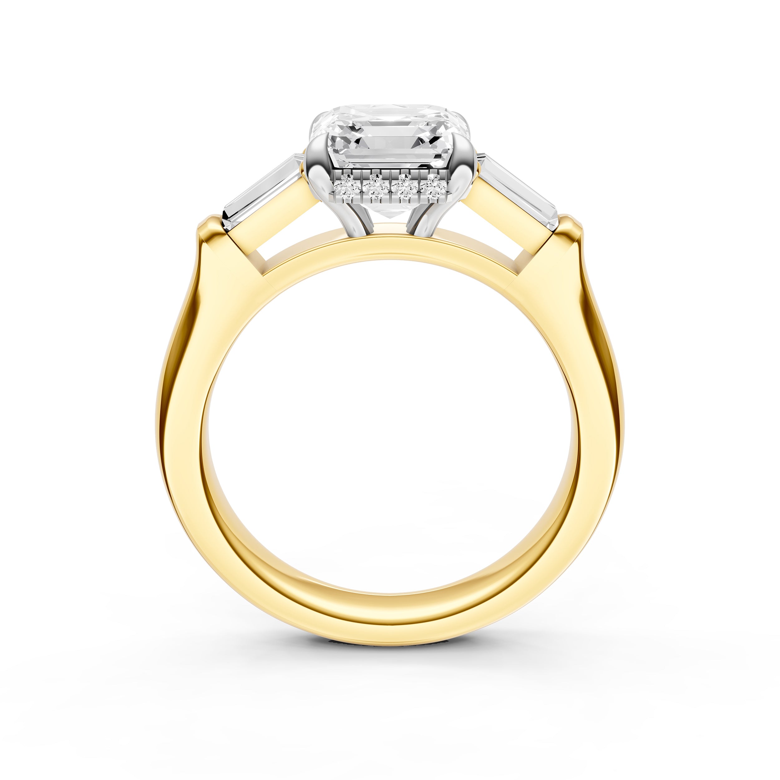 Baguette Hidden Halo Engagement Ring (Asscher)