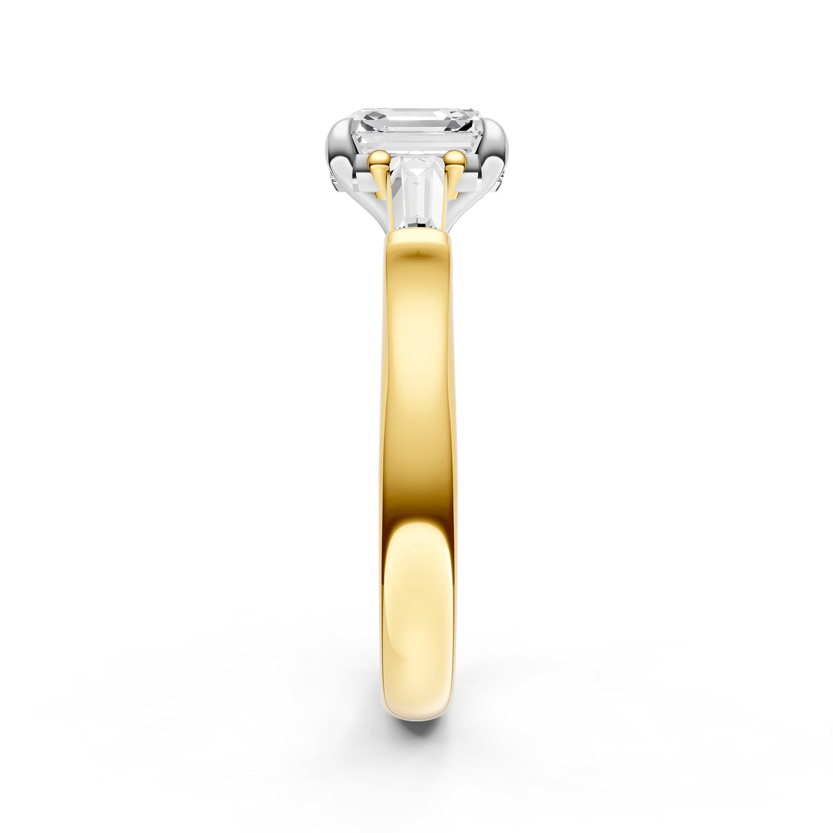 Baguette Hidden Halo Engagement Ring (Asscher)