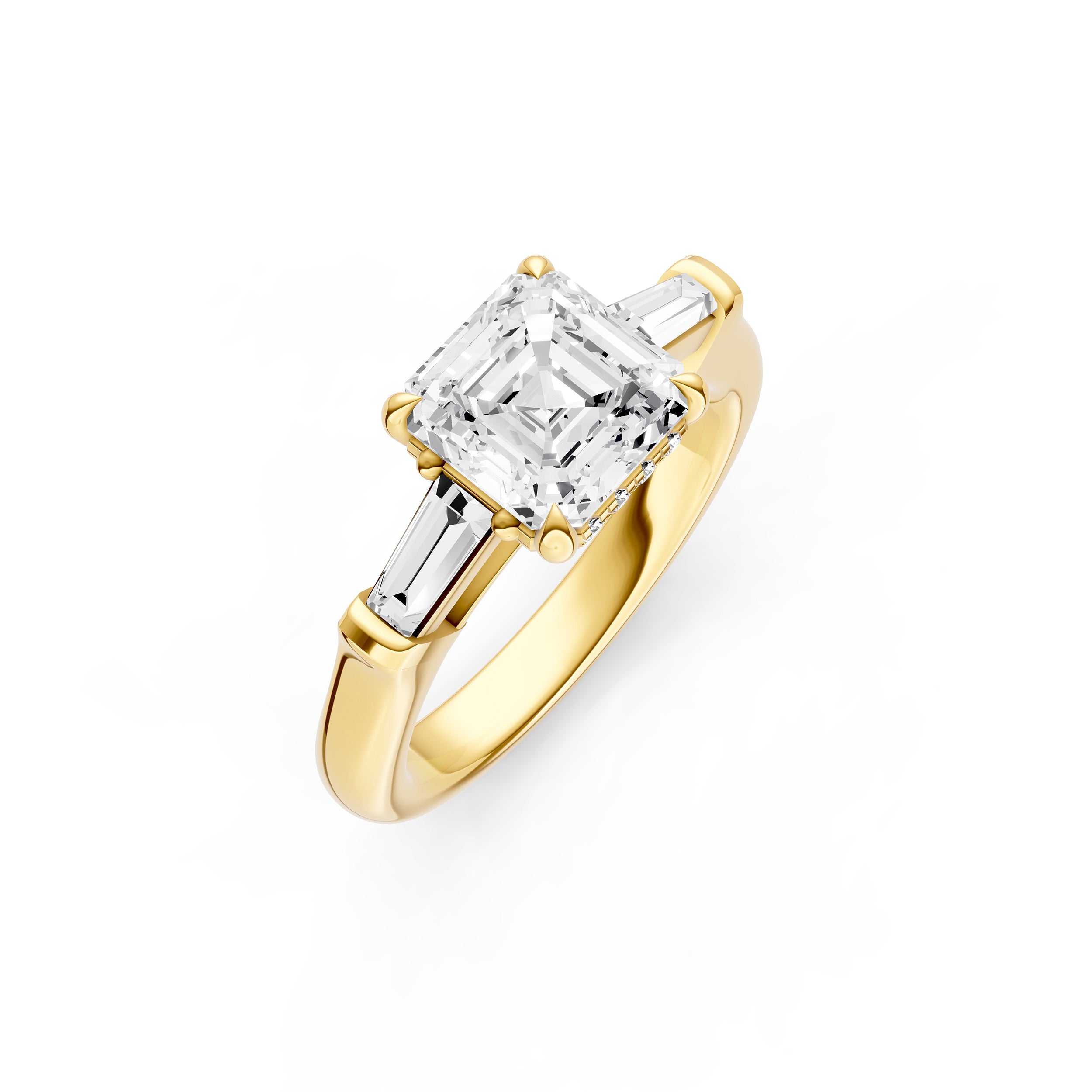 Baguette Hidden Halo Engagement Ring (Asscher)