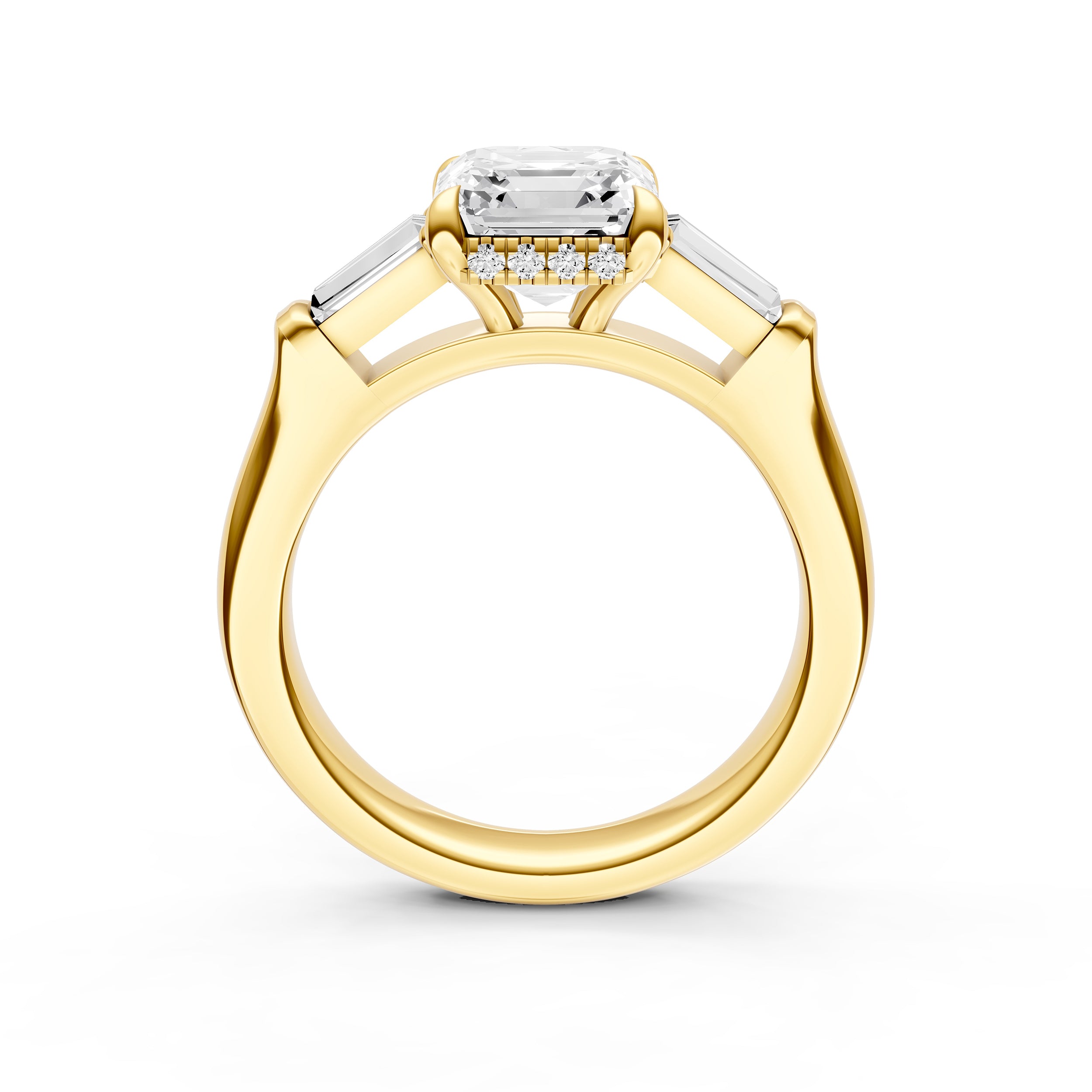 Baguette Hidden Halo Engagement Ring (Asscher)