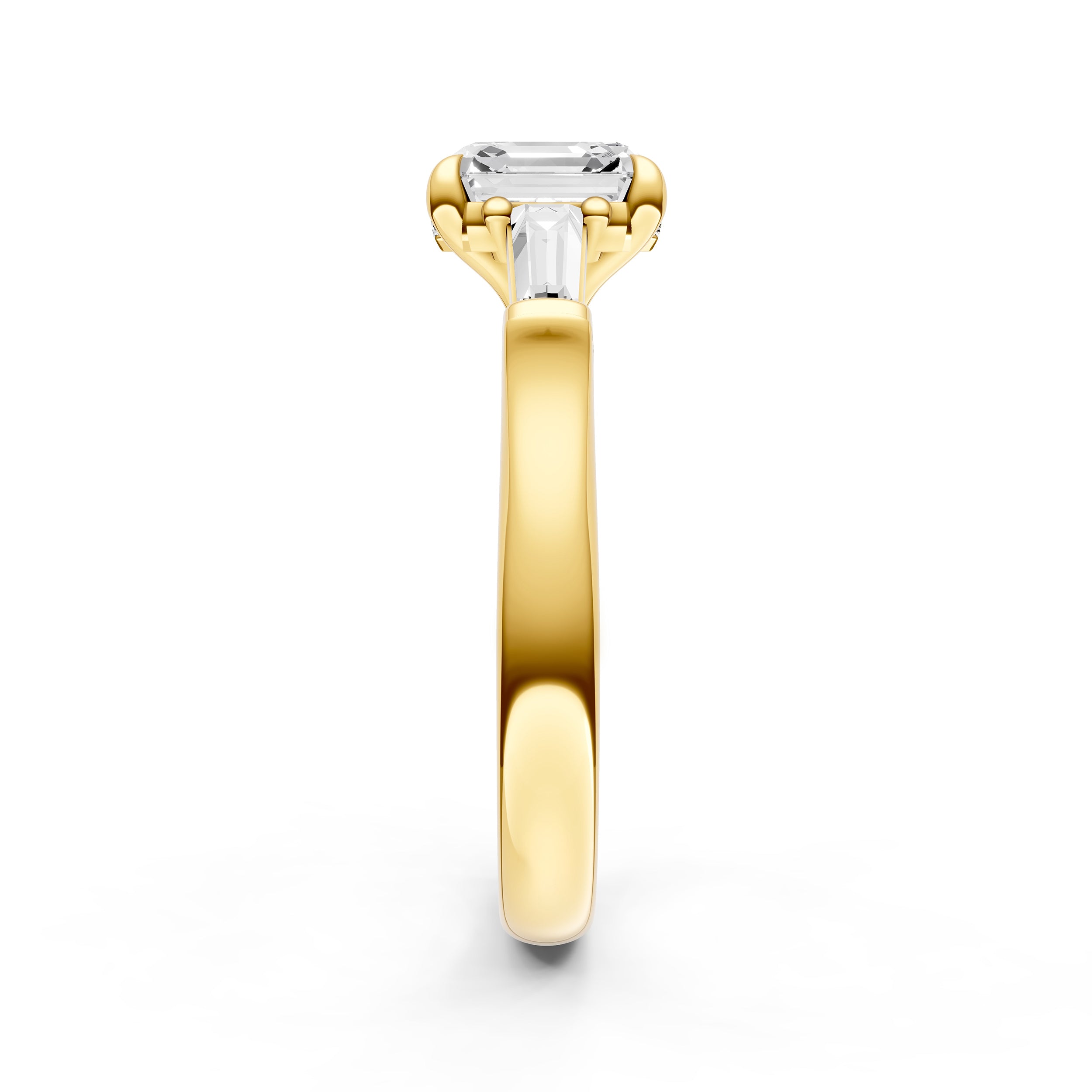 Baguette Hidden Halo Engagement Ring (Asscher)
