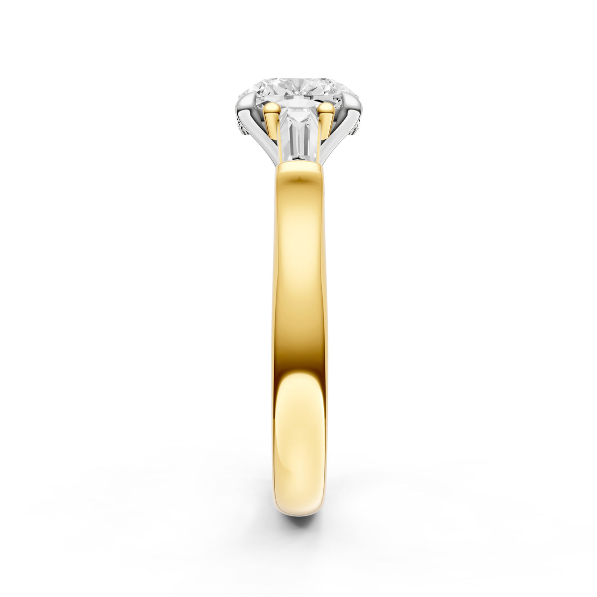 Baguette Hidden Halo Engagement Ring (Cushion)