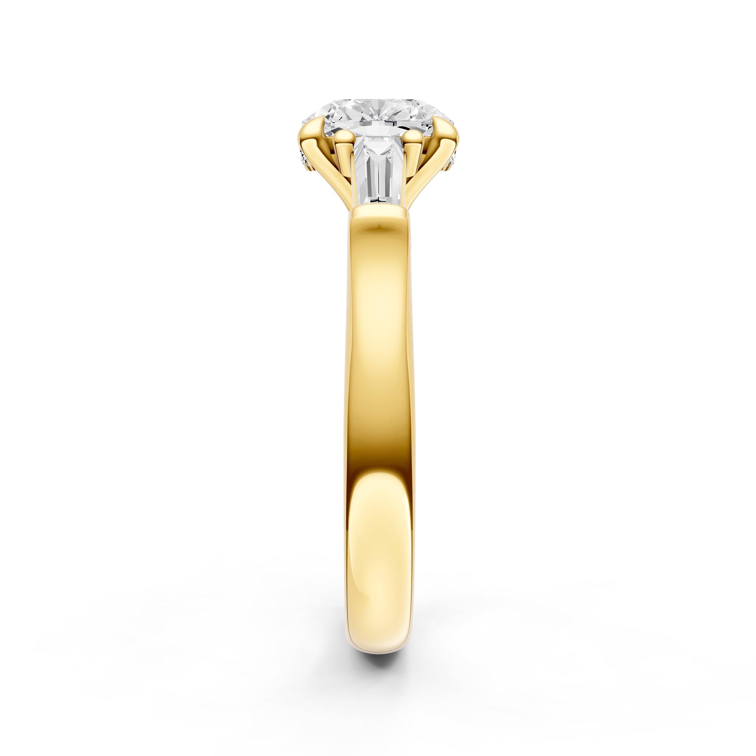 Baguette Hidden Halo Engagement Ring (Cushion)