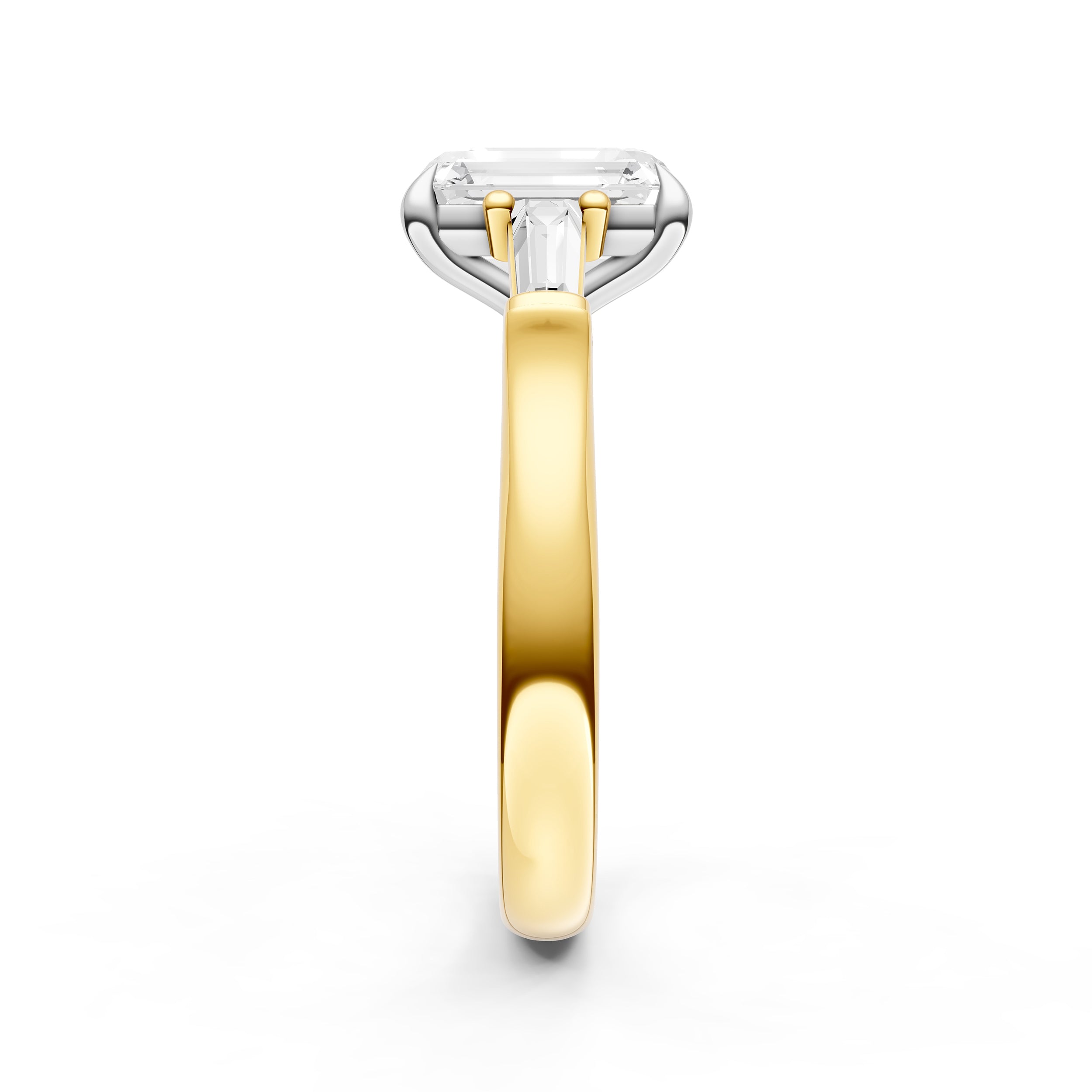 Baguette Hidden Halo Engagement Ring (Emerald Cut)
