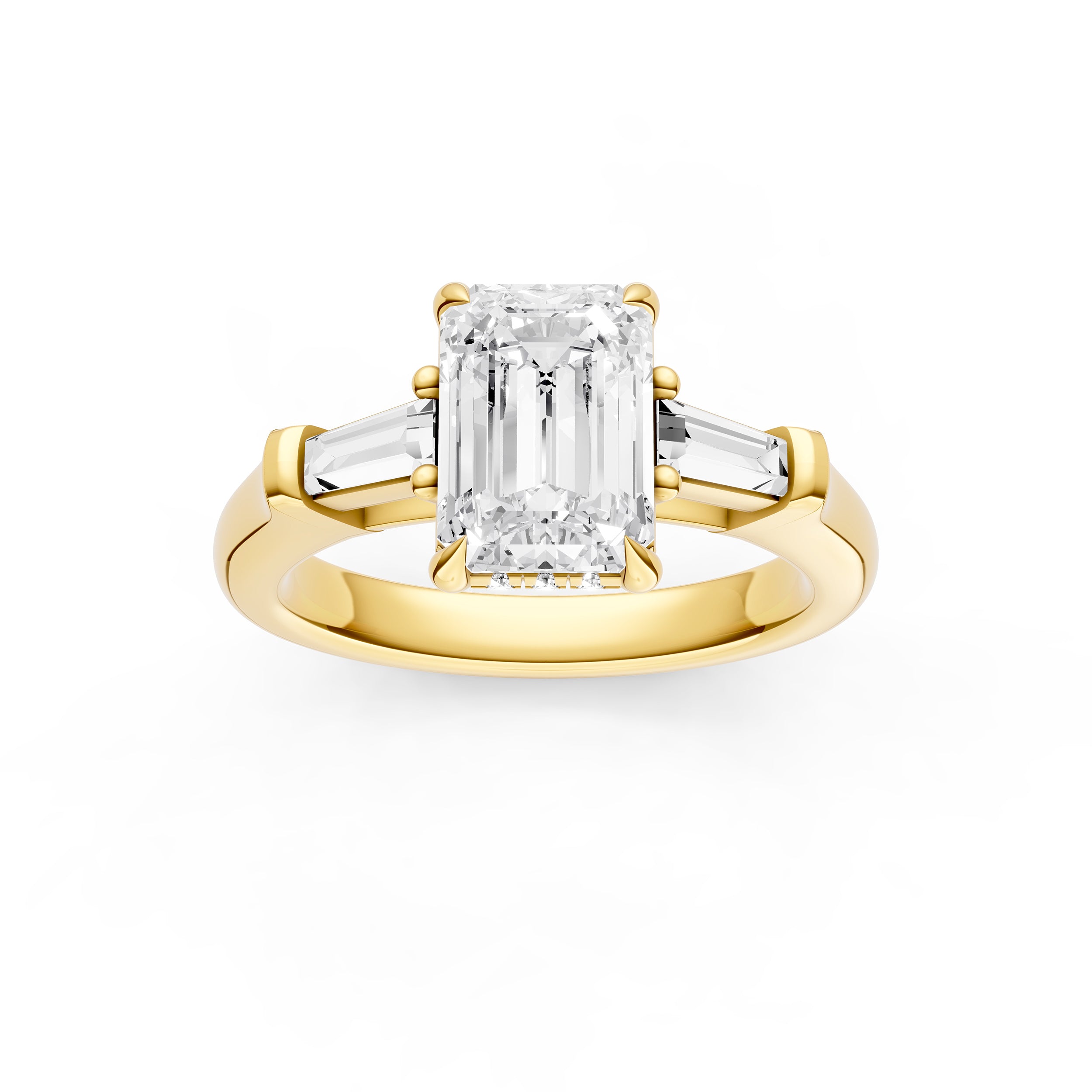 Baguette Hidden Halo Engagement Ring (Emerald Cut)
