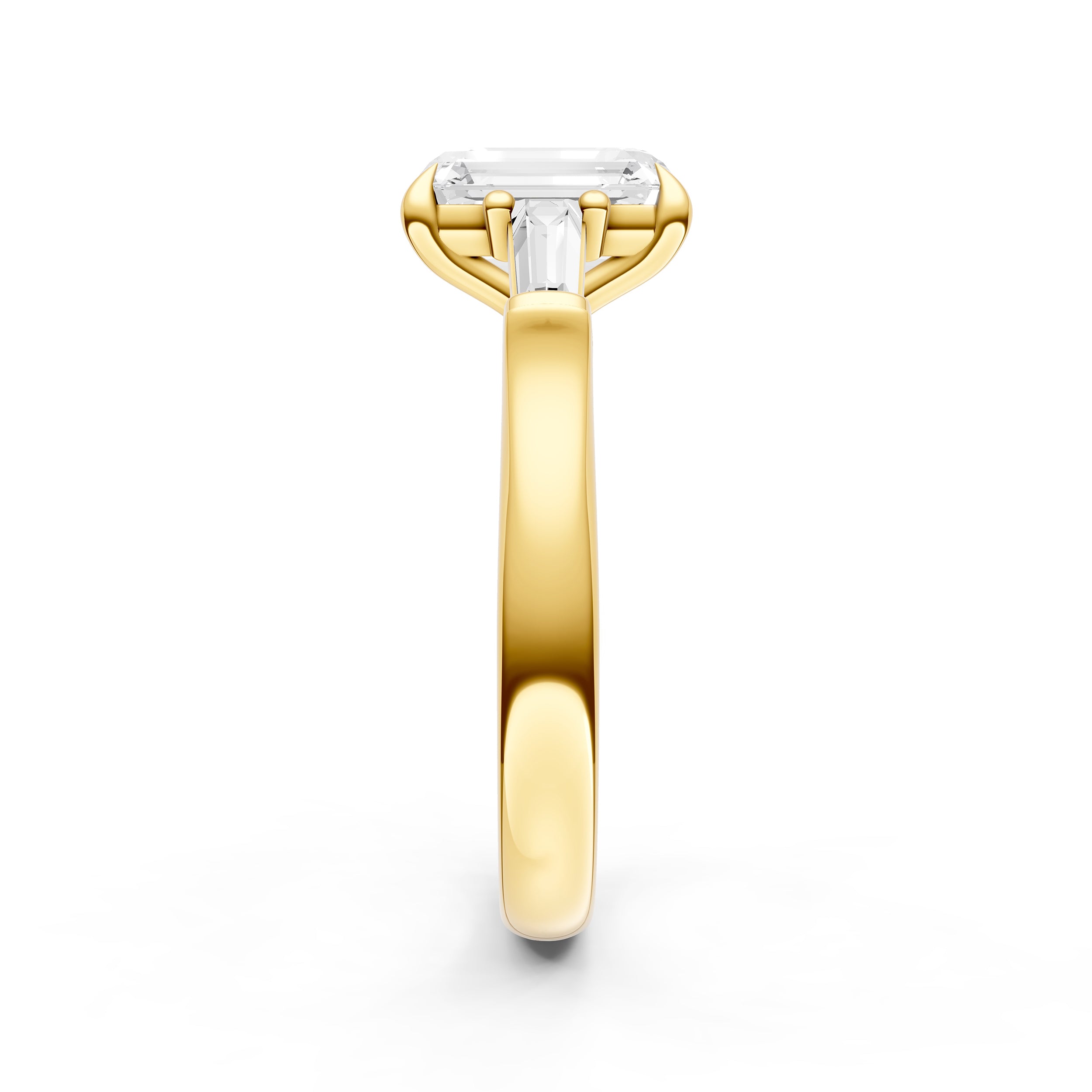 Baguette Hidden Halo Engagement Ring (Emerald Cut)