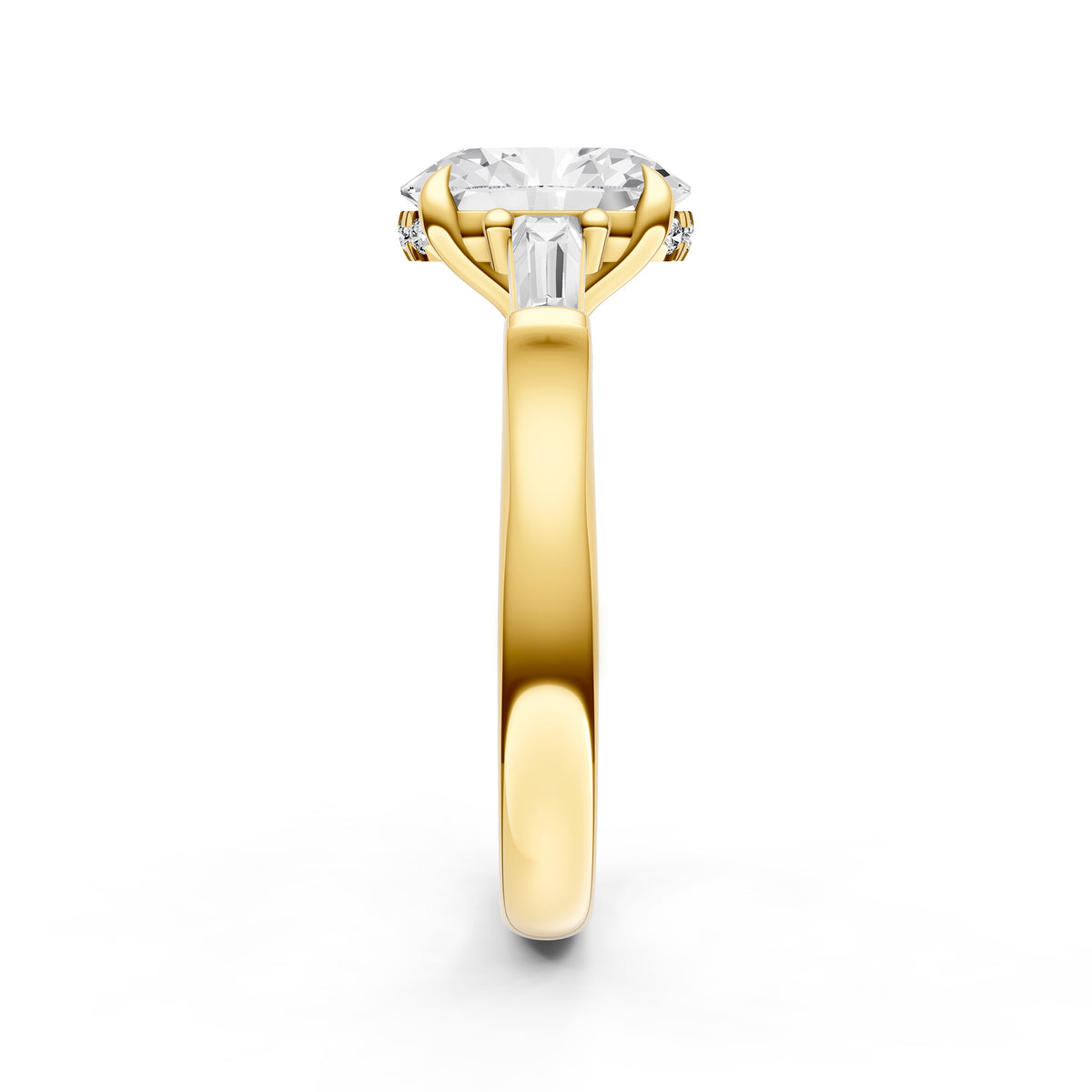 Baguette Hidden Halo Engagement Ring (Oval)