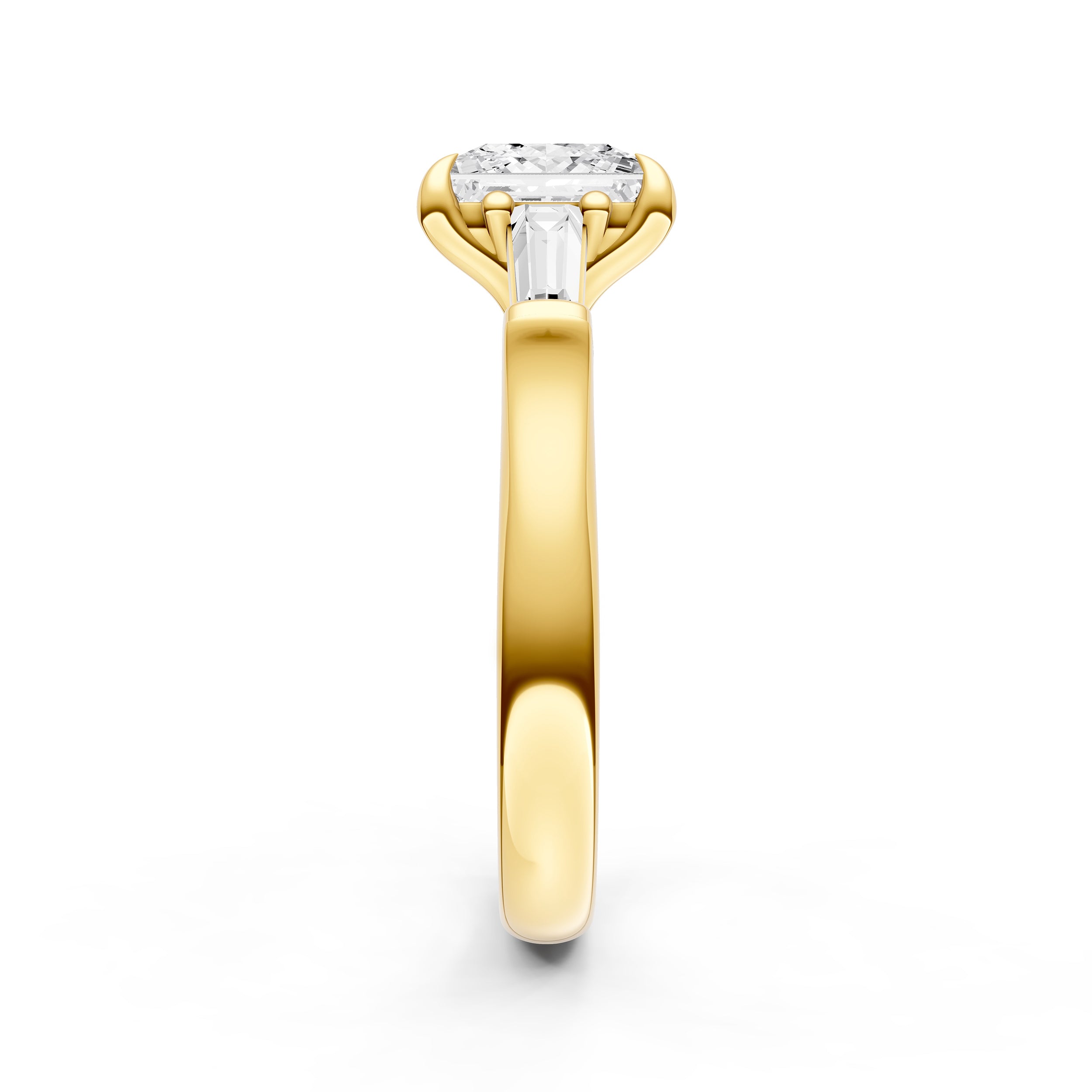 Baguette Hidden Halo Engagement Ring (Princess Cut)