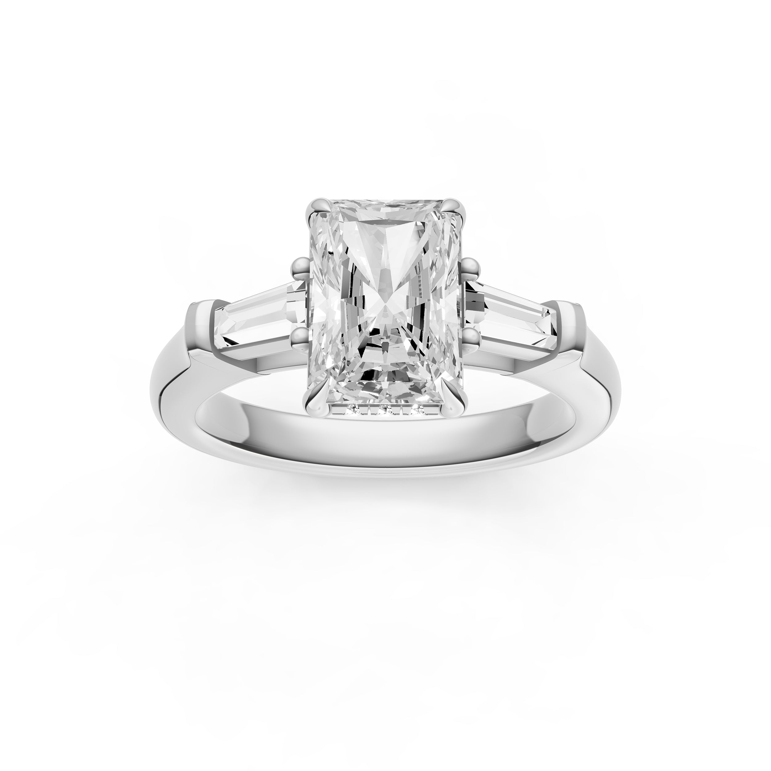 Baguette Hidden Halo Engagement Ring (Radiant)