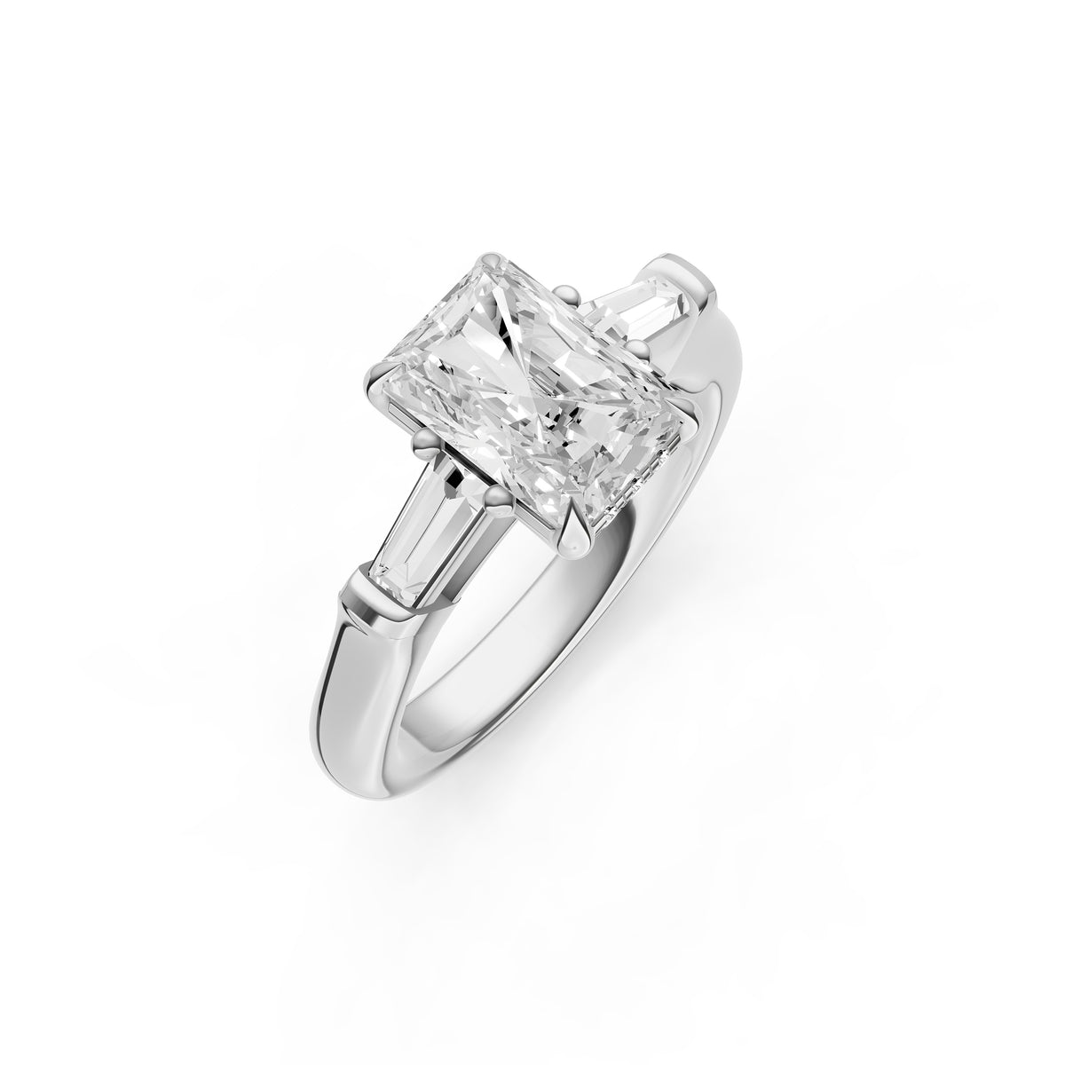 Baguette Hidden Halo Engagement Ring (Radiant)