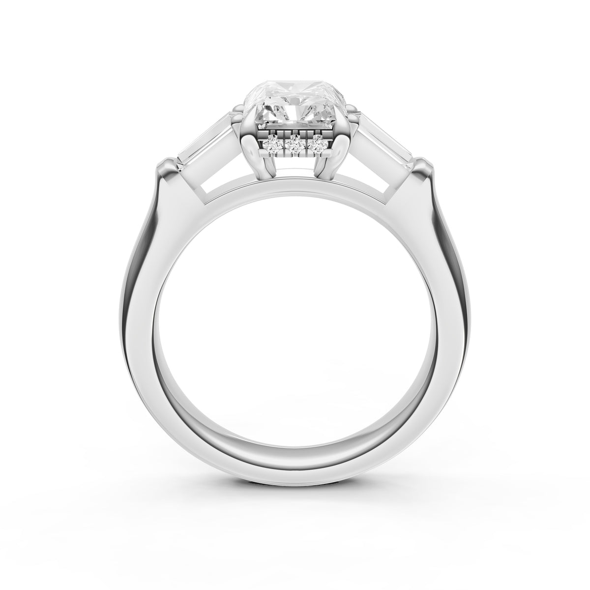 Baguette Hidden Halo Engagement Ring (Radiant)