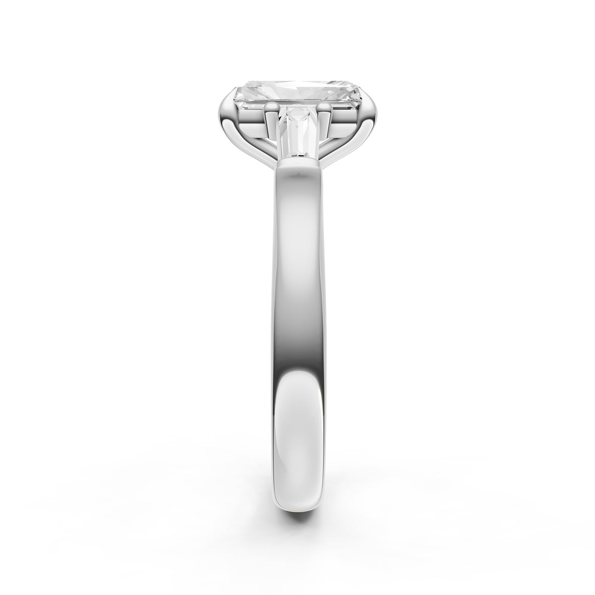 Baguette Hidden Halo Engagement Ring (Radiant)