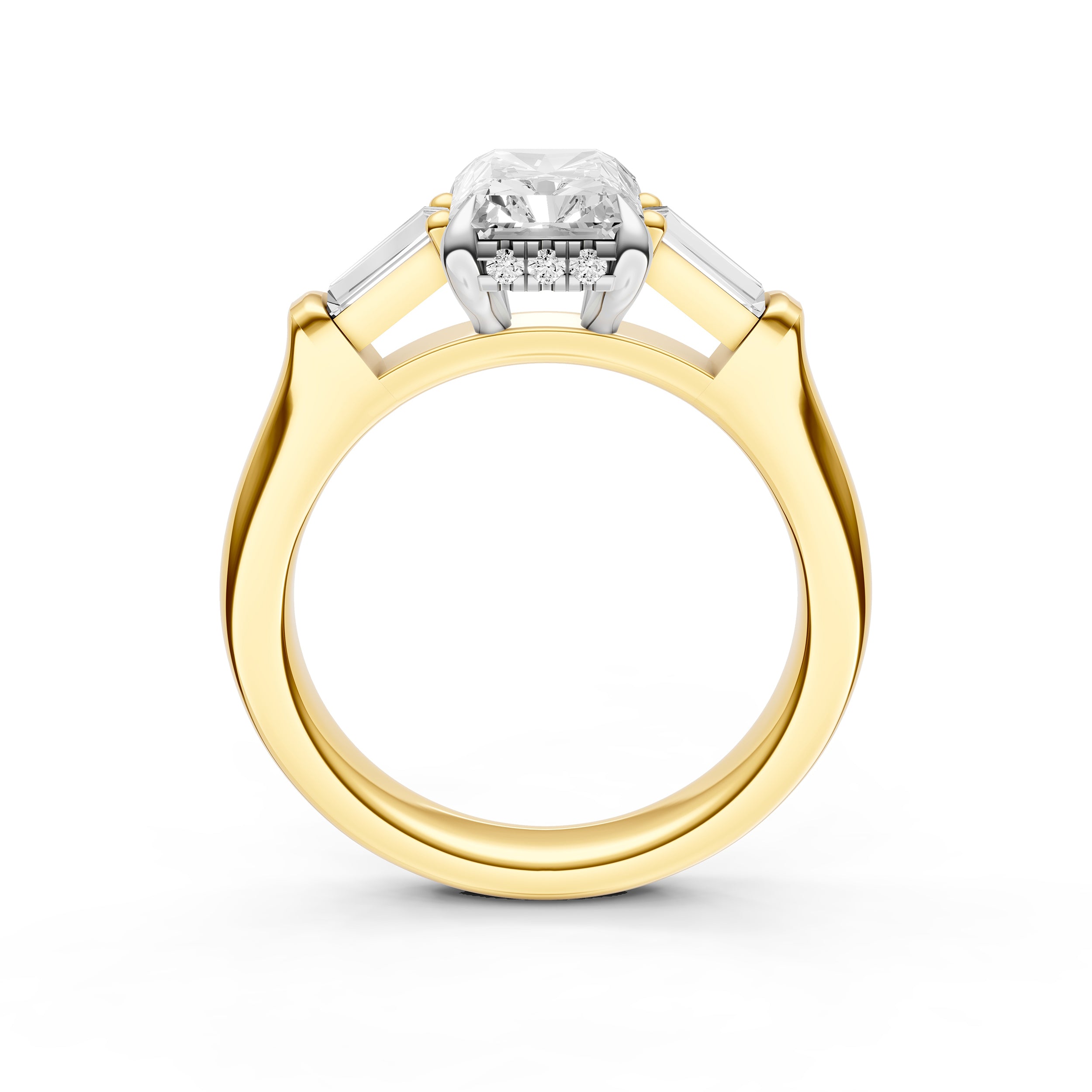 Baguette Hidden Halo Engagement Ring (Radiant)