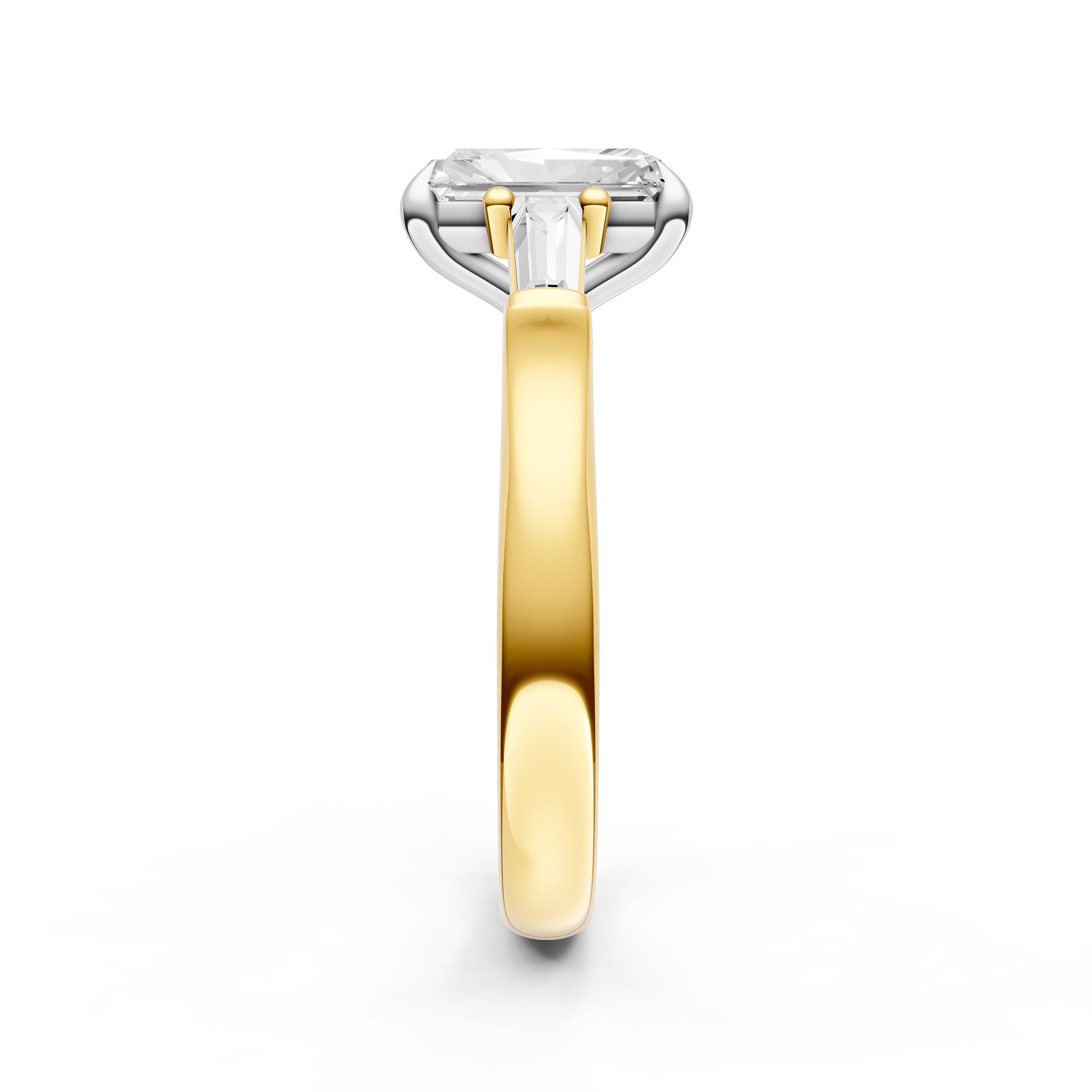 Baguette Hidden Halo Engagement Ring (Radiant)
