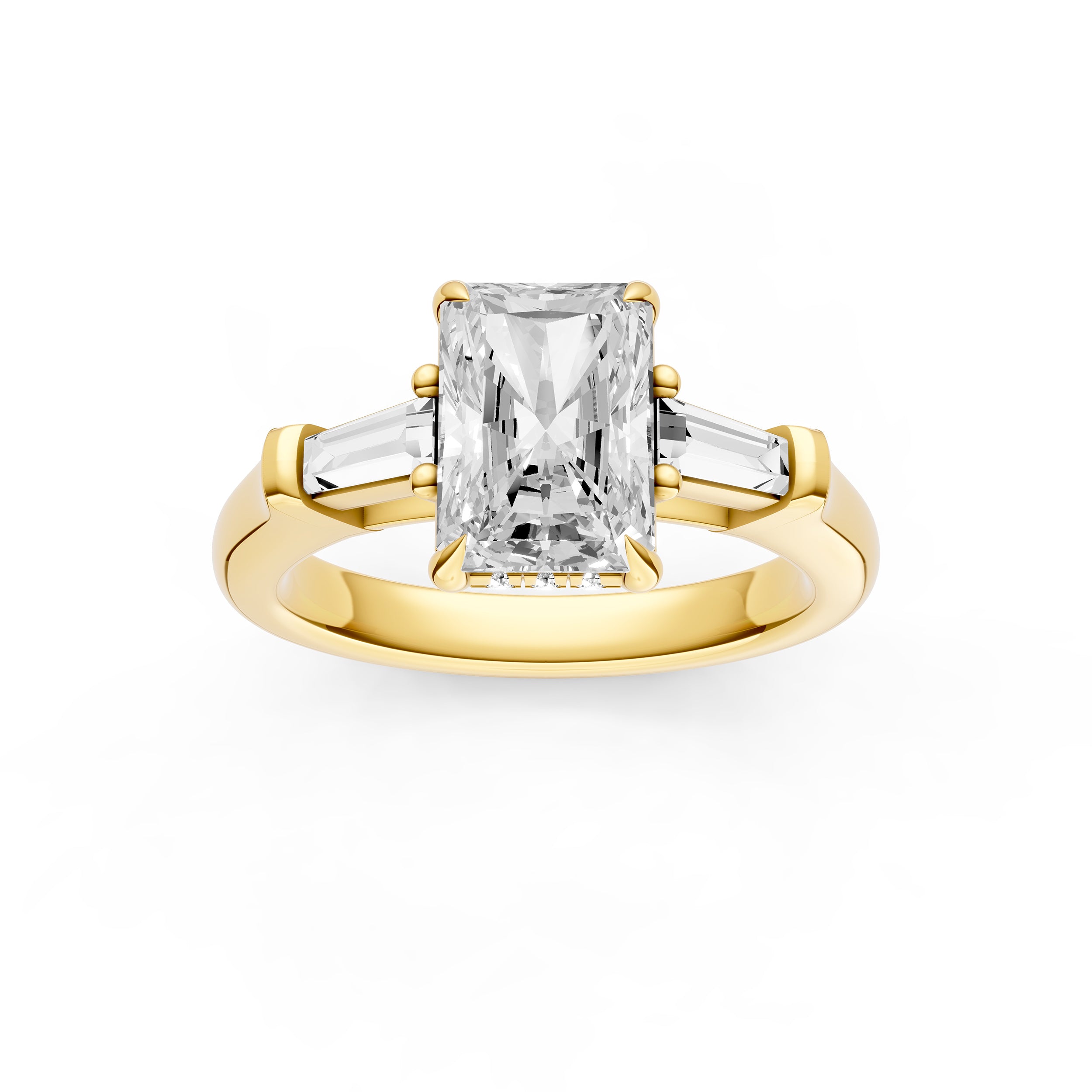 Baguette Hidden Halo Engagement Ring (Radiant)