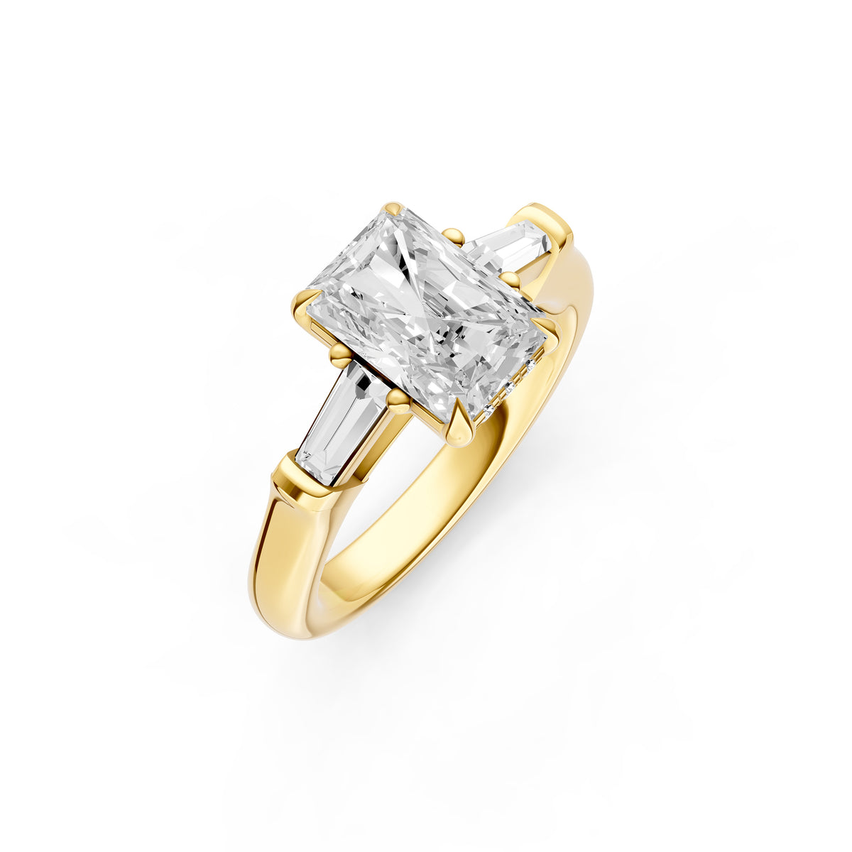 Baguette Hidden Halo Engagement Ring (Radiant)