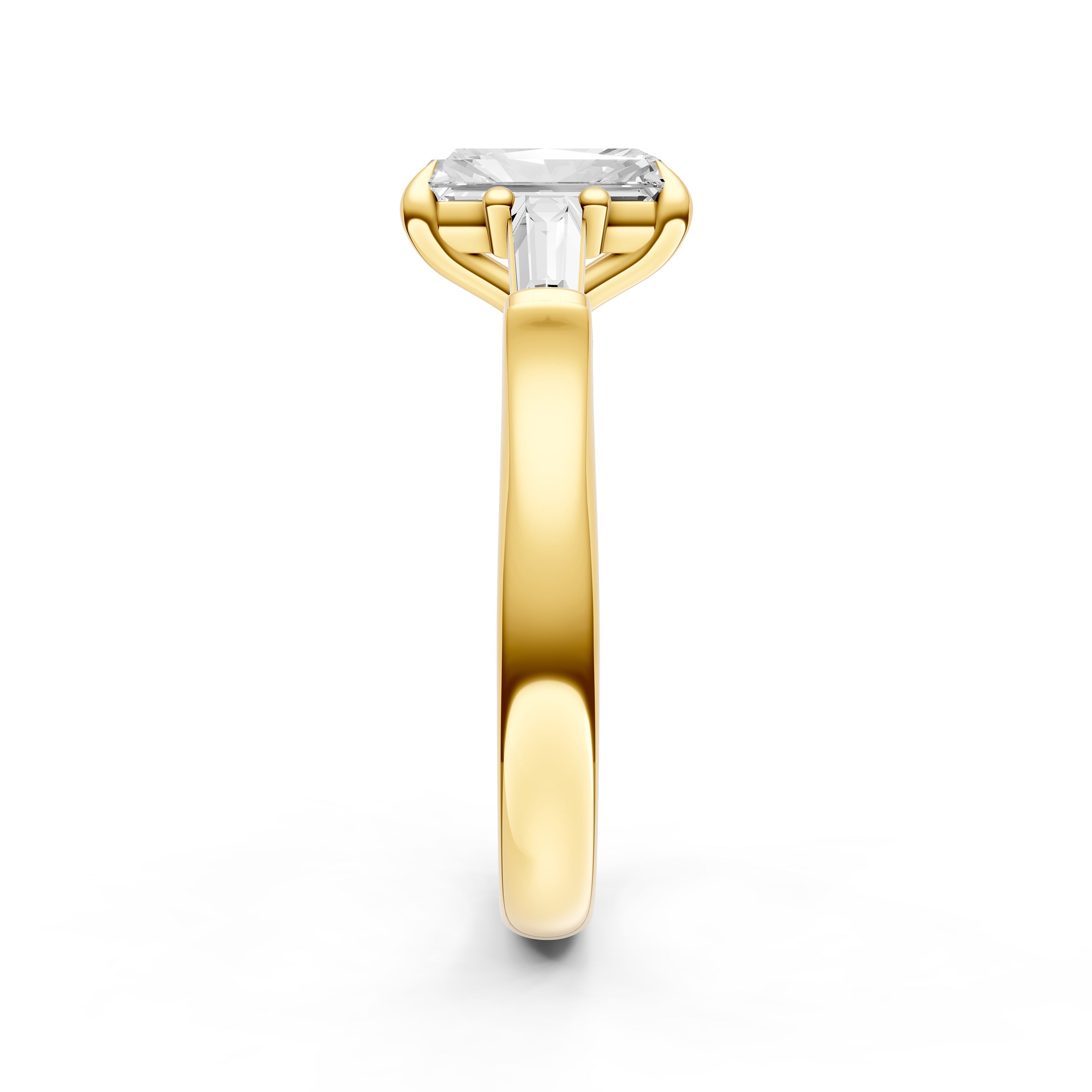 Baguette Hidden Halo Engagement Ring (Radiant)