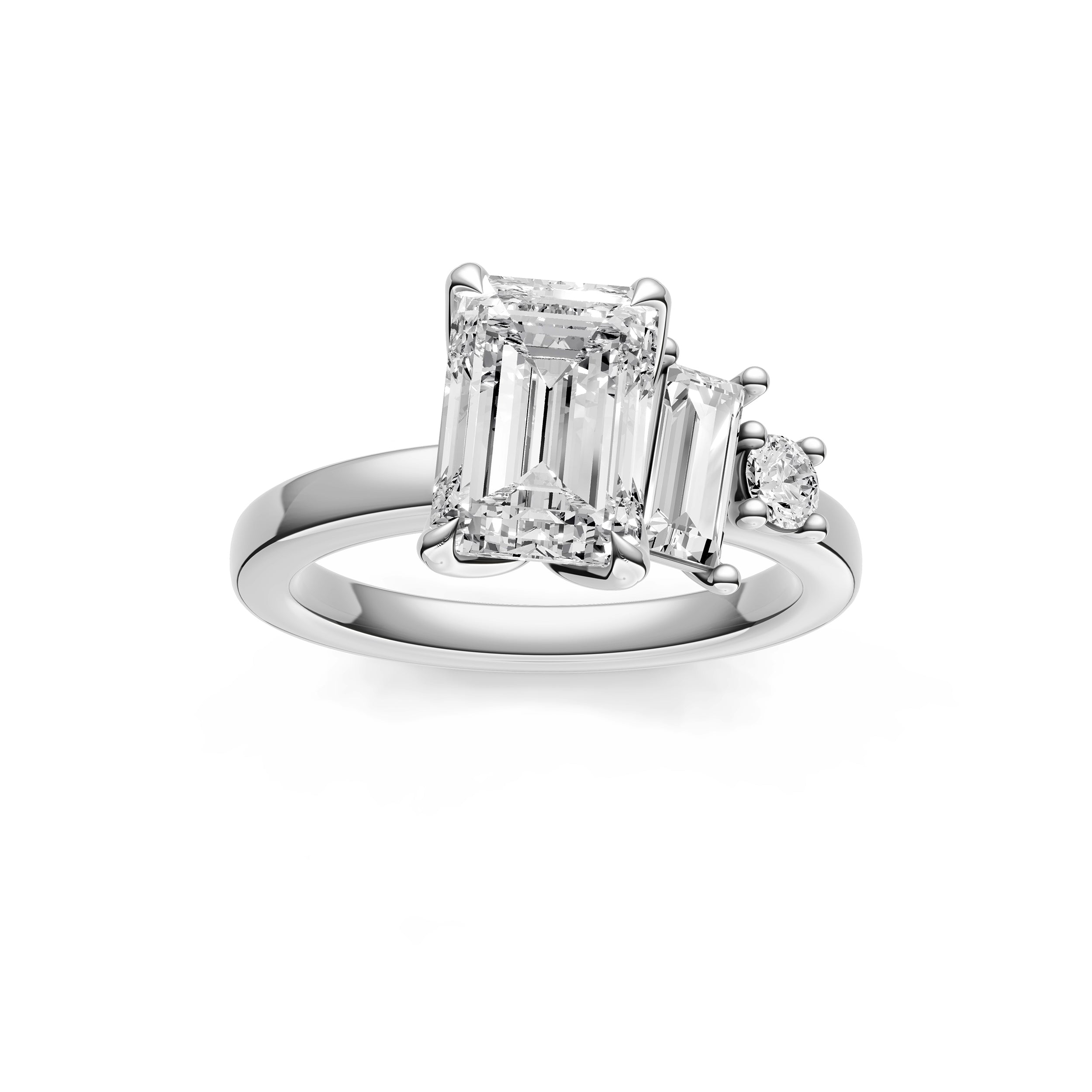 Tilted Asymmetrical Engagement Ring (Emerald Cut)