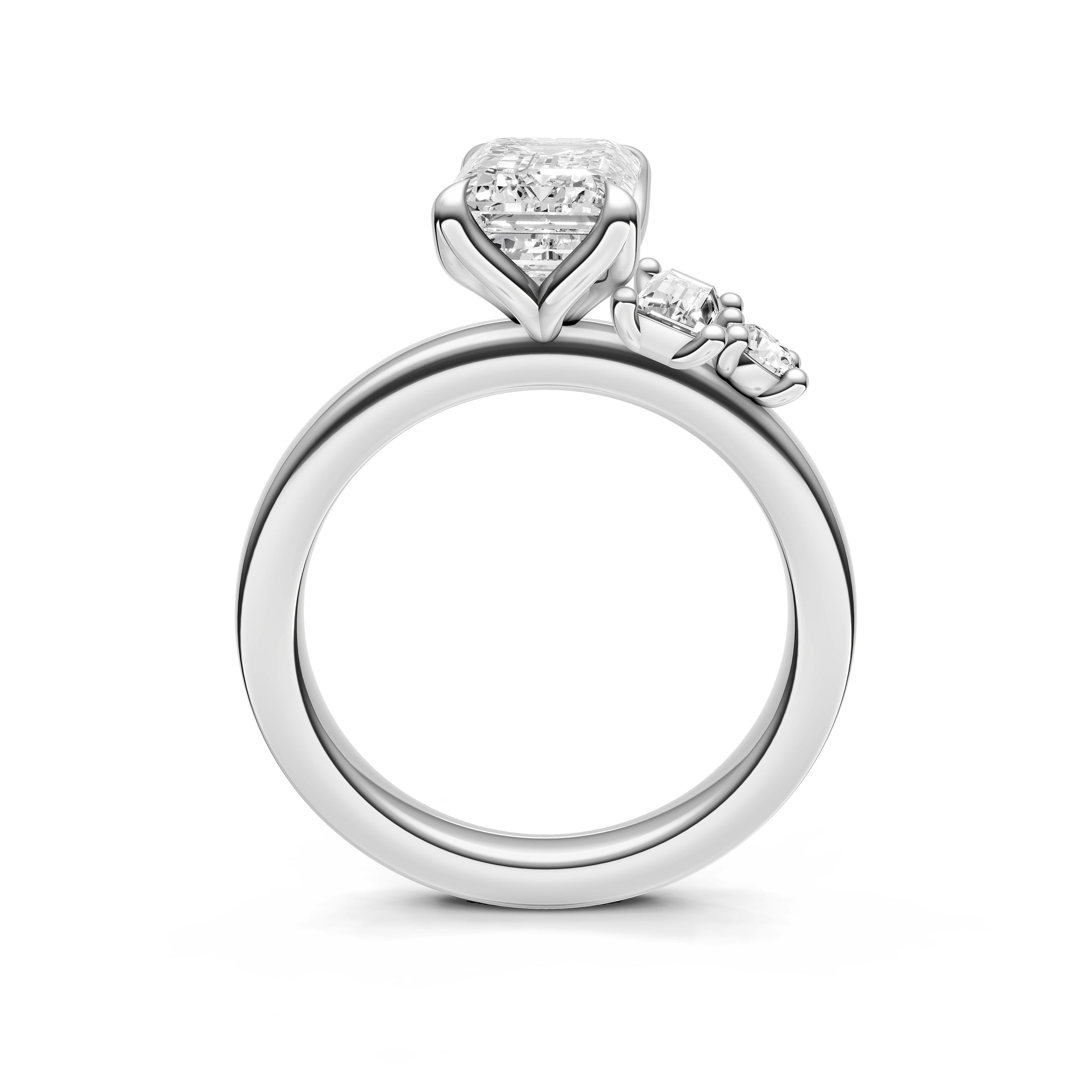Tilted Asymmetrical Engagement Ring (Emerald Cut)