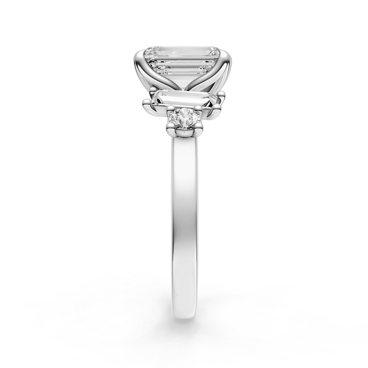 Tilted Asymmetrical Engagement Ring (Emerald Cut)