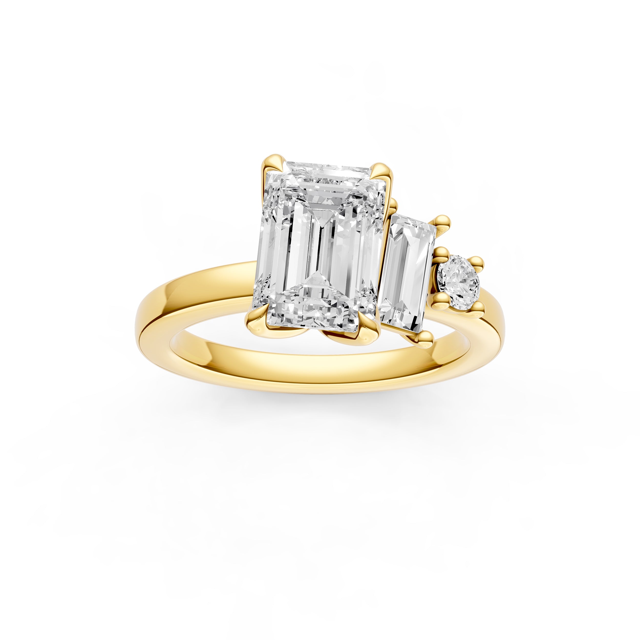 Tilted Asymmetrical Engagement Ring (Emerald Cut)