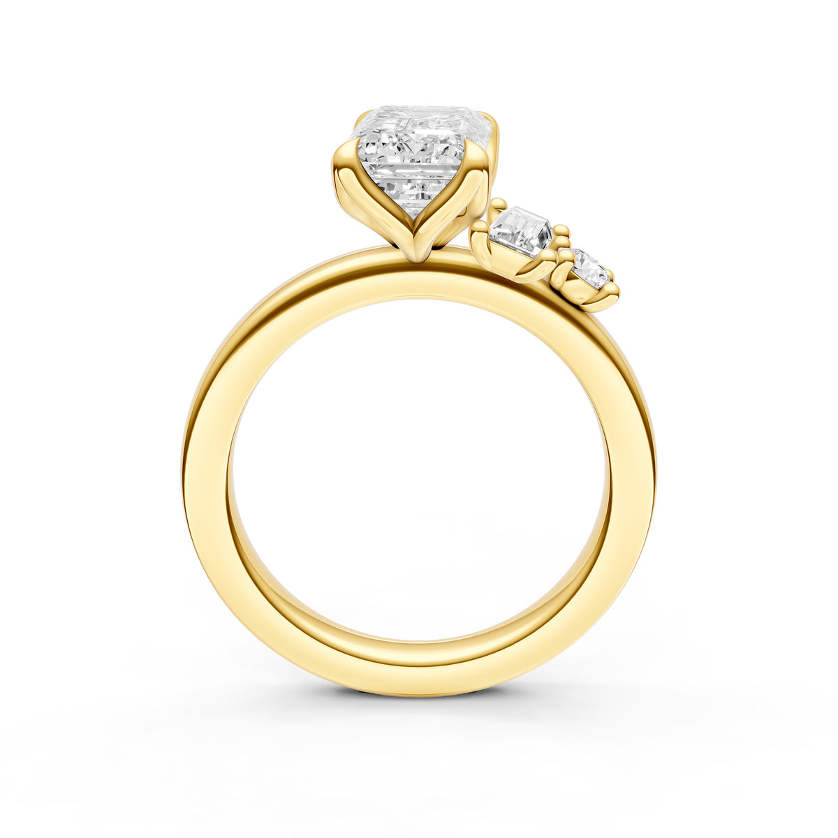 Tilted Asymmetrical Engagement Ring (Emerald Cut)