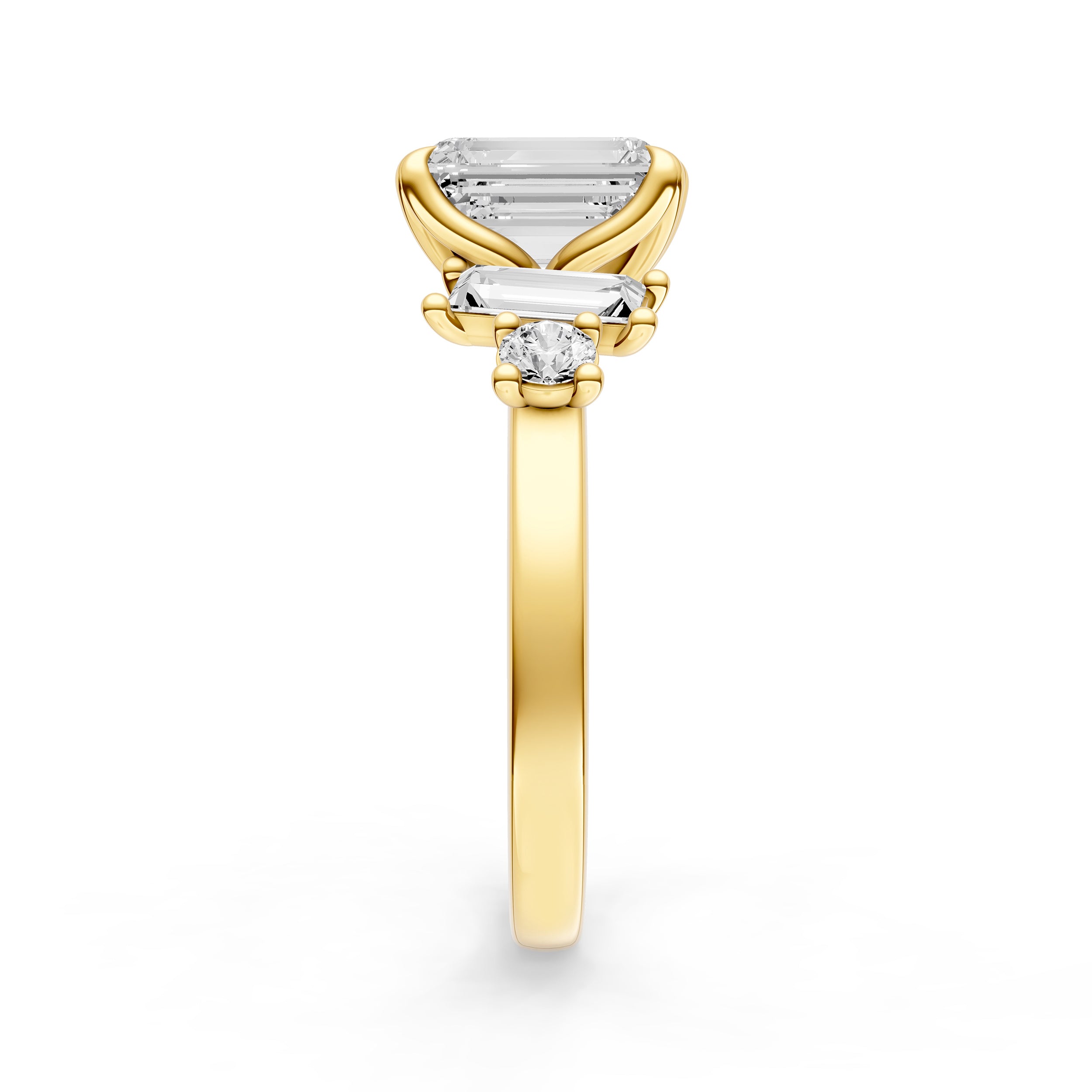 Tilted Asymmetrical Engagement Ring (Emerald Cut)